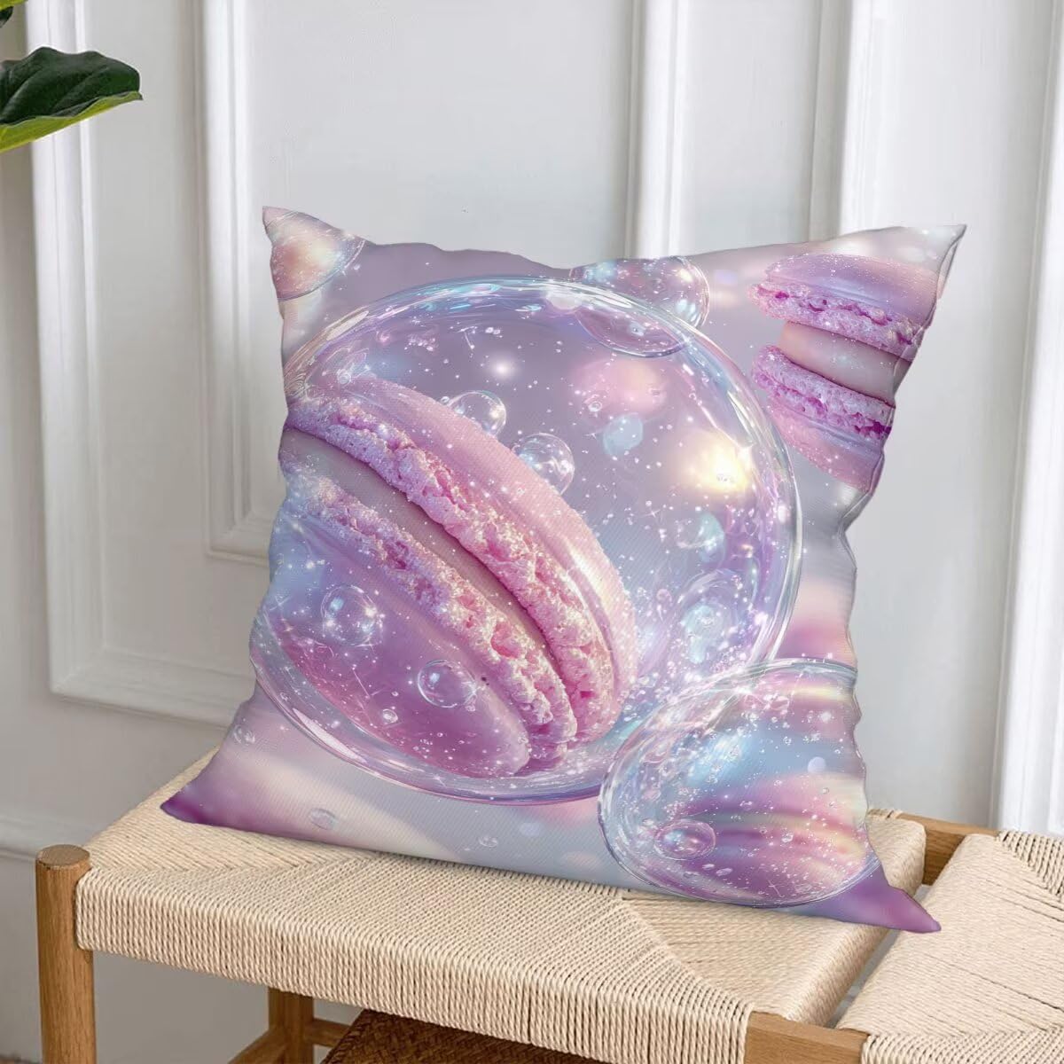 4 poszewki na poduszki na zewnątrz 80 x 80 cm, różowe, na zewnątrz, wodoodporne, abstrakcyjne, dekoracyjne, wodoodporne, dekoracyjne, na patio, ławkę, ogród, krzesło, G-45