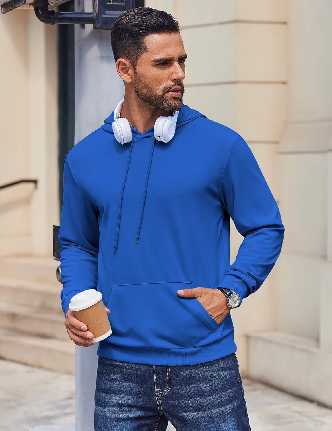 COOFANDY Mens Hoodies Pullover Long Sleeve Casual Fashion Sweatshirts Drawstring Gym Hooded Shirt with Kanga Pocket - Image 2