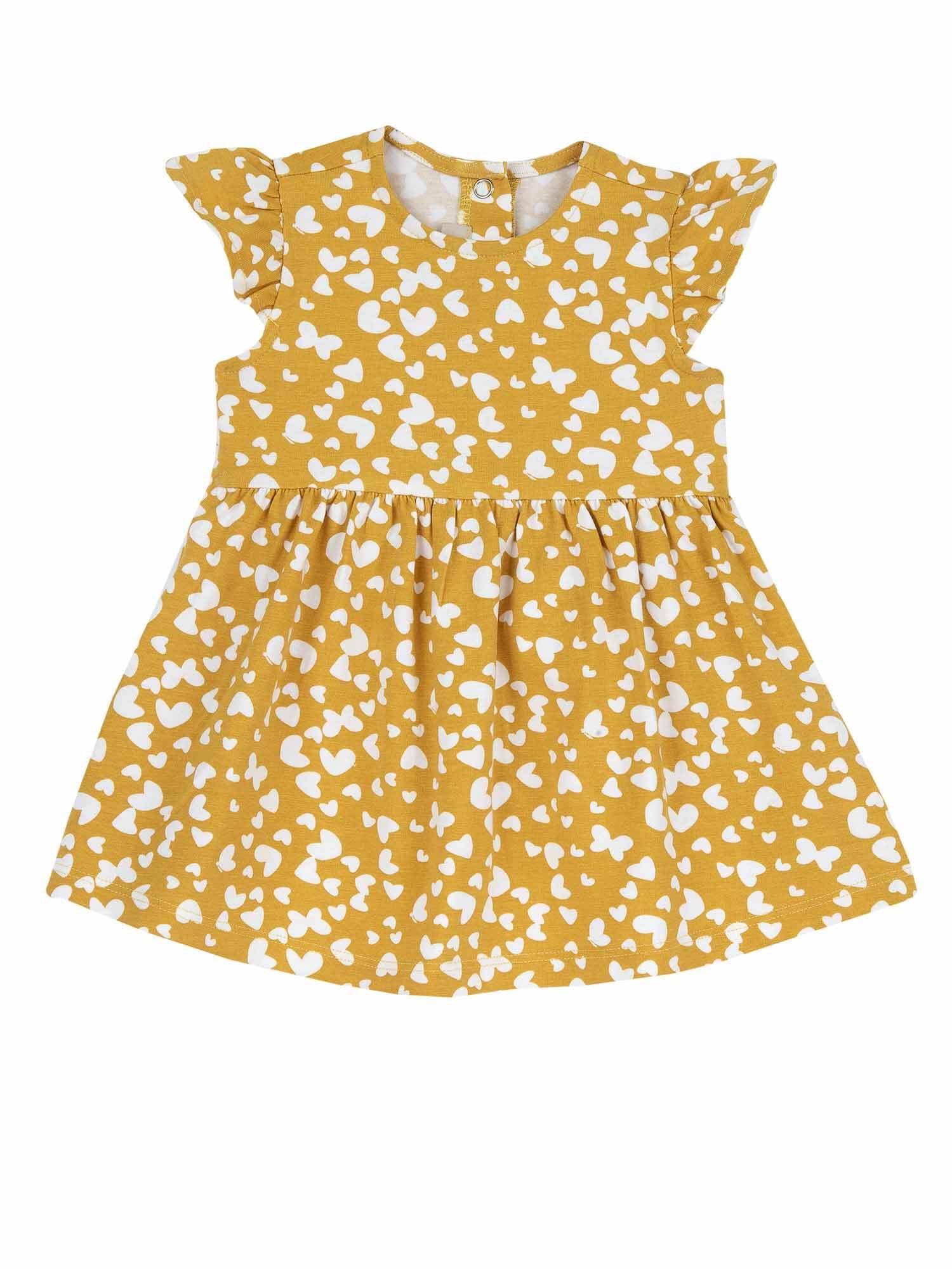 Chicco, Baby-Kleid mit Schmetterlingen und Herzen, ockergelb