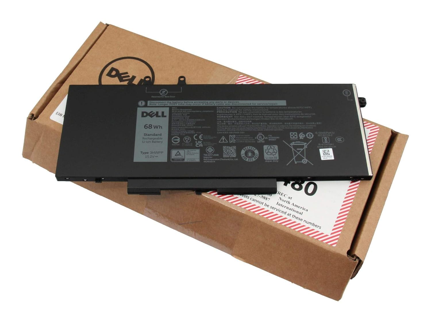 DELL Battery, 68WHR, 4 Cell, Lithium Ion, 3YNXM JG75F, 03PCVM (Lithium Ion)