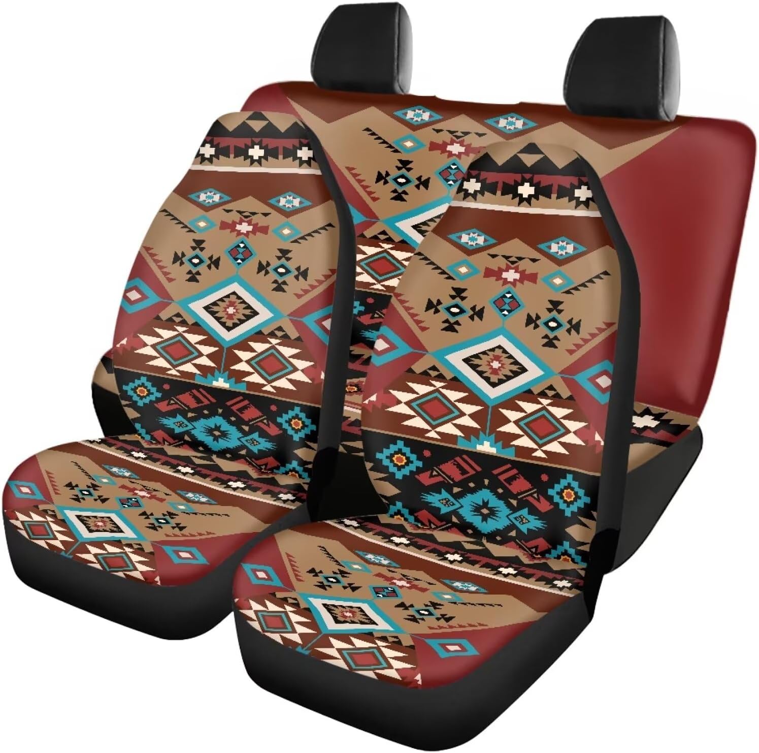 Dreaweet Hawaiian Car Seat Covers Full Set for Women,Galaxy Palm Tree Print Front Bucket Seat Protectors with Split Bench Back Seat Covers,Universal Seat Covers for Cars Trucks SUV