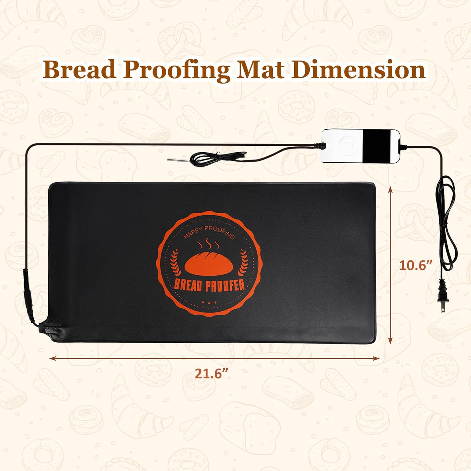Bread Proofing Mat 2 Pack, Sourdough Warming Mat, Sourdough Starter Warmer with Thermostat Temperature Control, Dough Proofer Heating mats for Home Kitchen Baking Food(10.6" x 21.6")