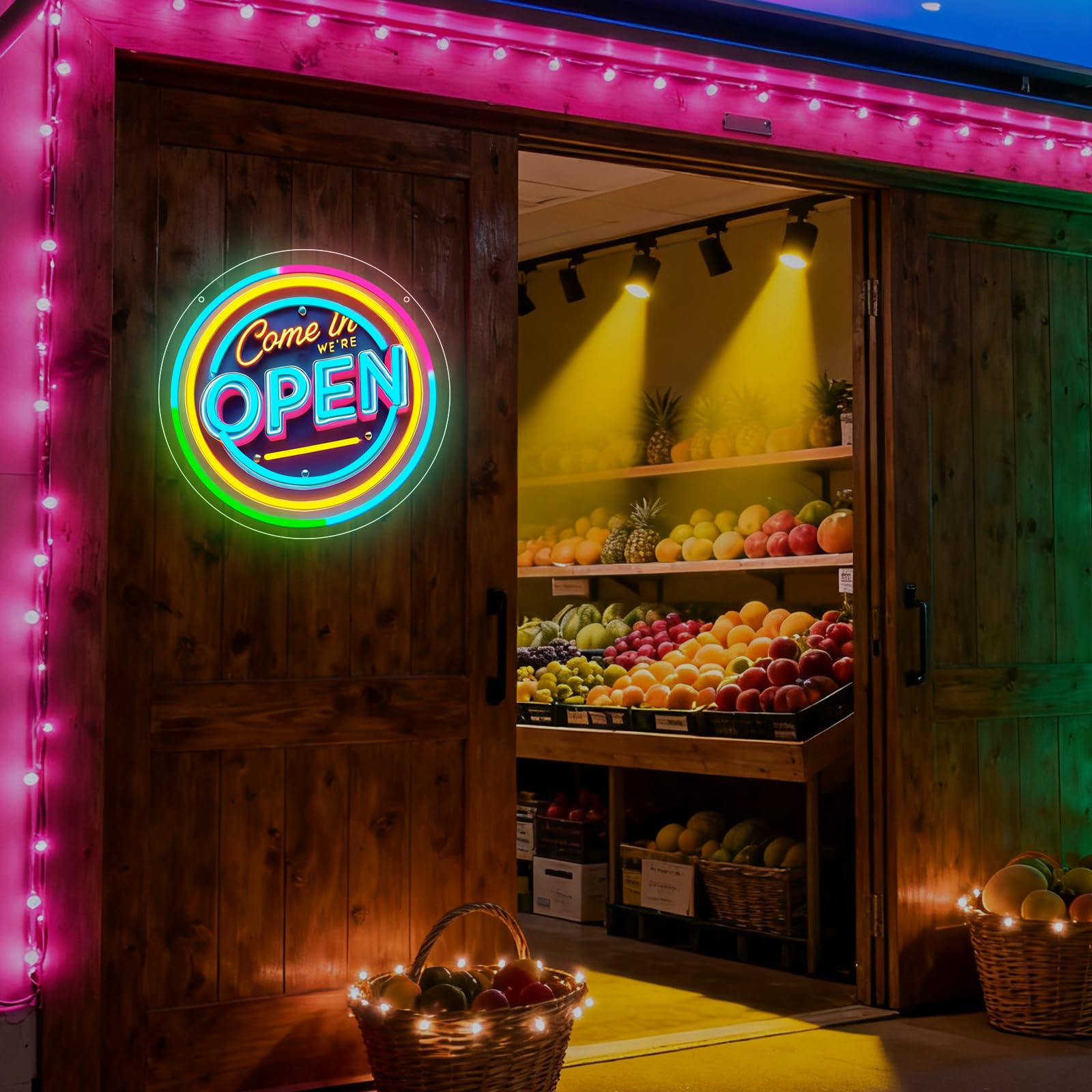 Come in, We Are Open Segno Neon – Ideale per Arredamento di Muri e Finestre di Negozi, Bar, Club, Pub, Decorazione LED, Ottimo Regalo per Camera da Letto, Stanza da Gioco, Festa di Compleanno