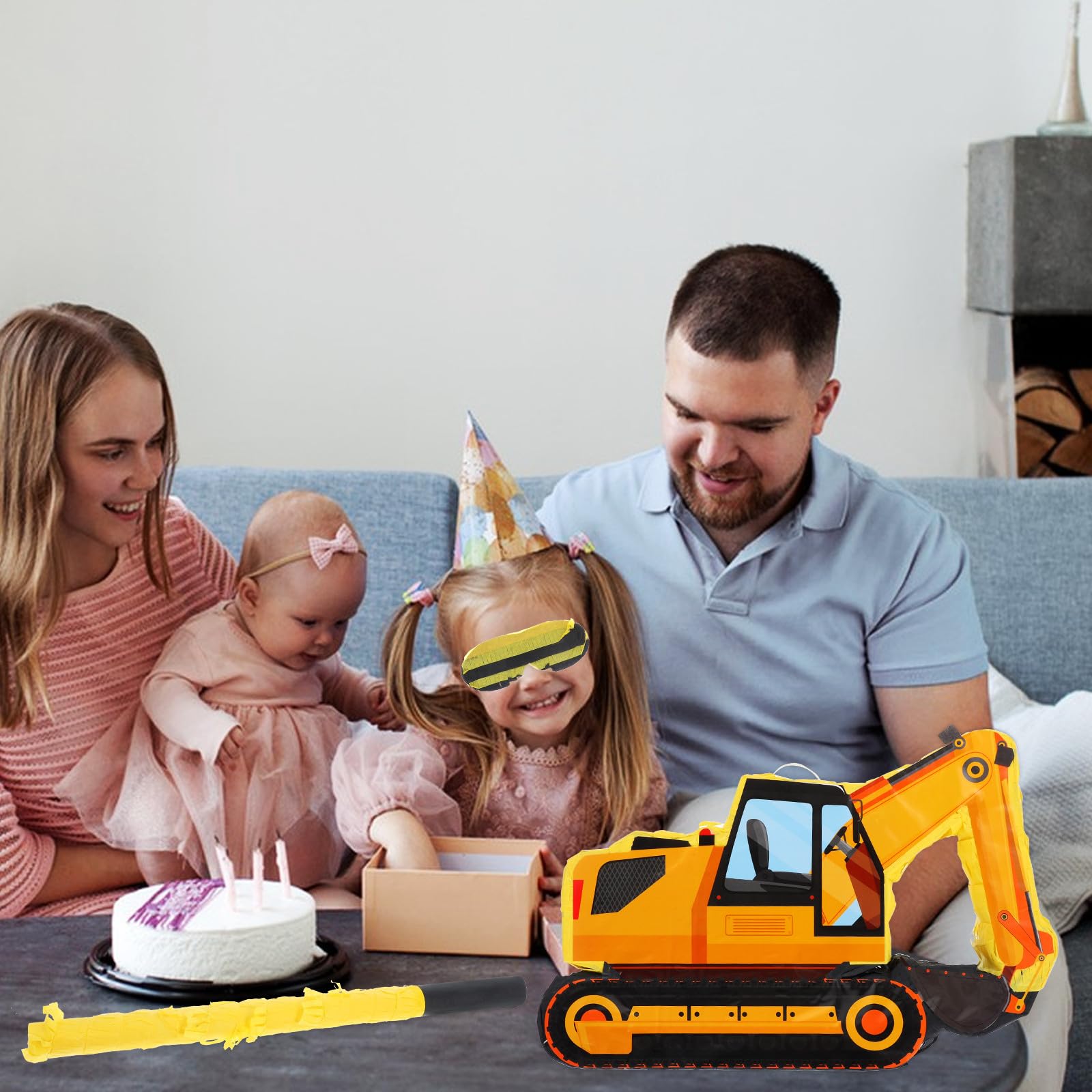 Piñata de Excavadora para Cumpleaños Infantil, 1 Set de Papel