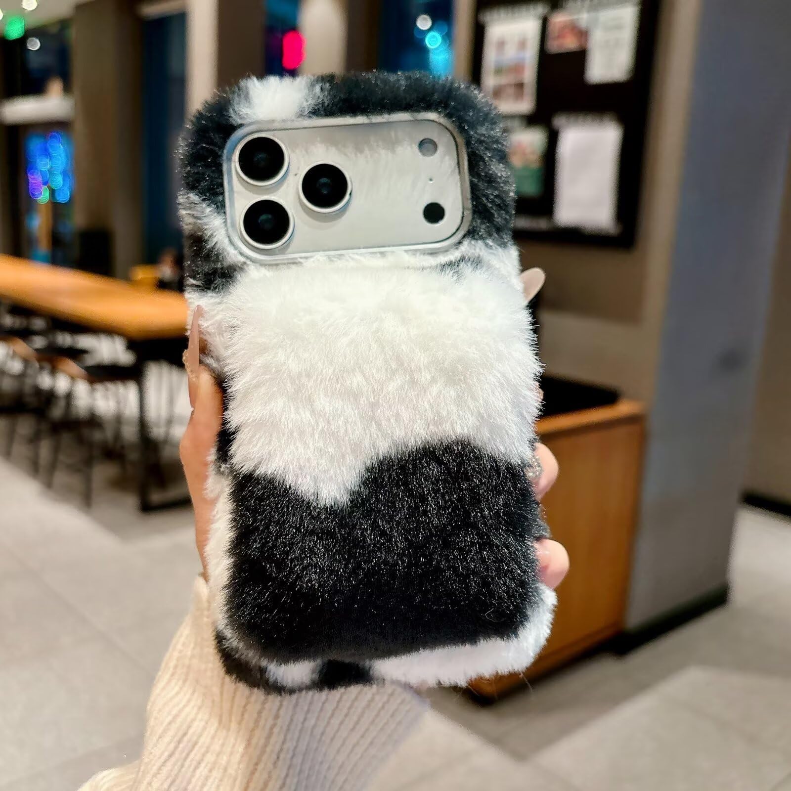 Miagon Cute Faux Fur Phone Case for Xiaomi Redmi Note 14 Pro 5G,Plush Furry Fuzzy Cover Winter Warm Soft Handmade Hair Lovely 3D Fluffy Hand Warmers Cover for Woman Girls