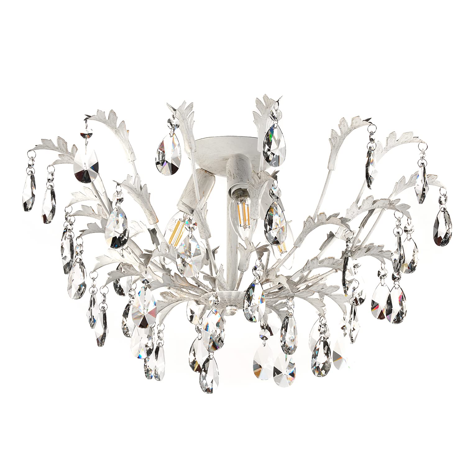 onli cesta plafón 3 luces E14, 6 W, Marfil/Dorado, 55 x 30 cm