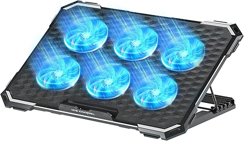 ICE COOREL Almohadilla de enfriamiento para laptop con 6 ventiladores de refrigeración, almohadilla de enfriamiento para ventilador de laptop de 13
