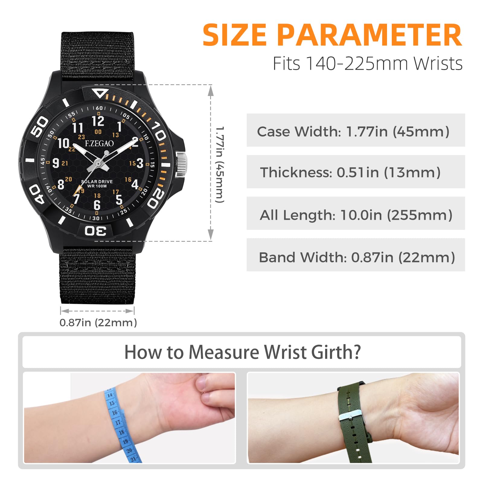 Orologio analogico da uomo, impermeabile fino a 100 m, facile da leggere, unisex, orologio analogico subacqueo di seconda mano, diametro 45 mm