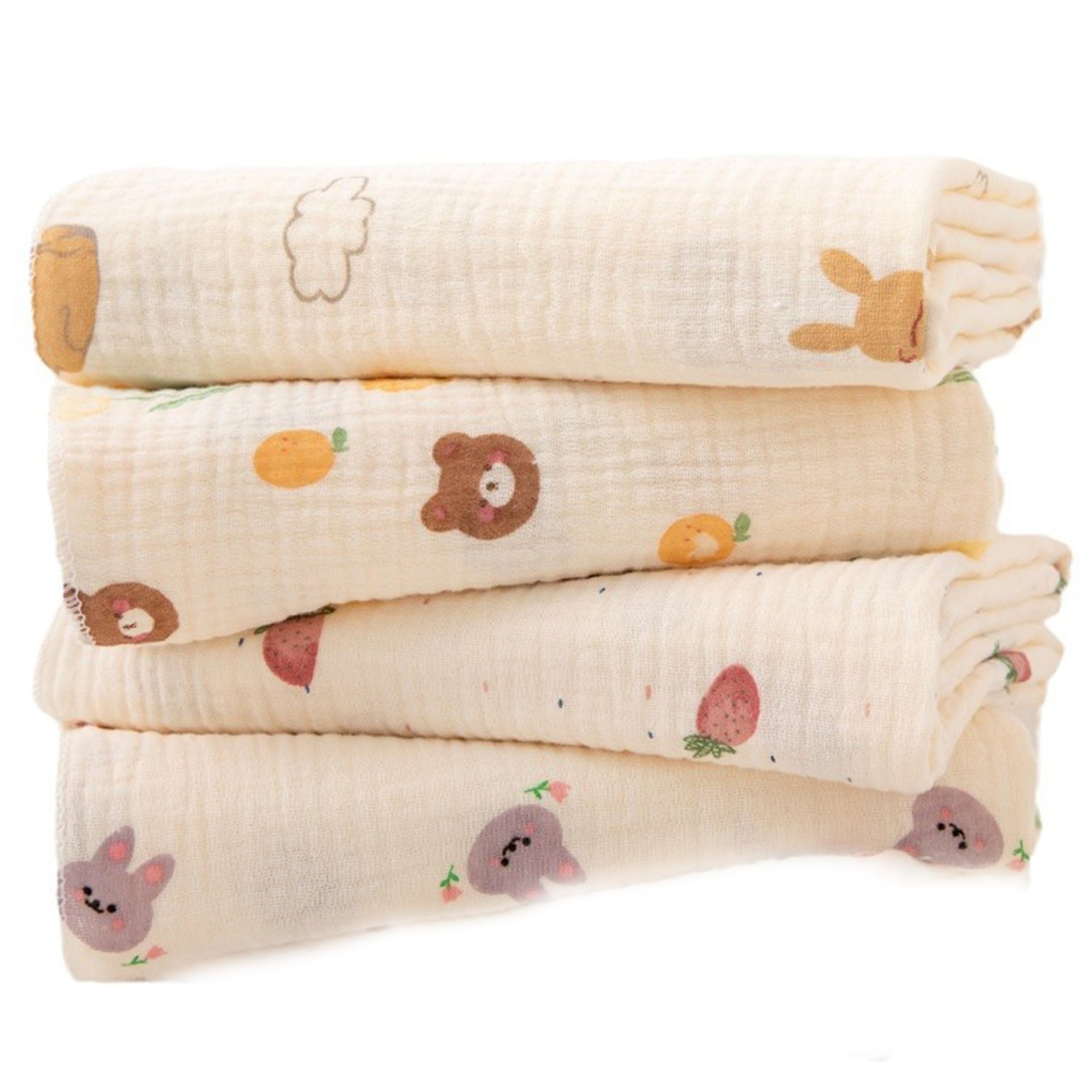 PithCogent Burping Cloths For Babies, 4 Pack Baby Swaddle Blanket, Soft Muslin Cotton Baby Blankets, Multi-use Burp Cloths For Newborns, 31.5x31.5 Inch