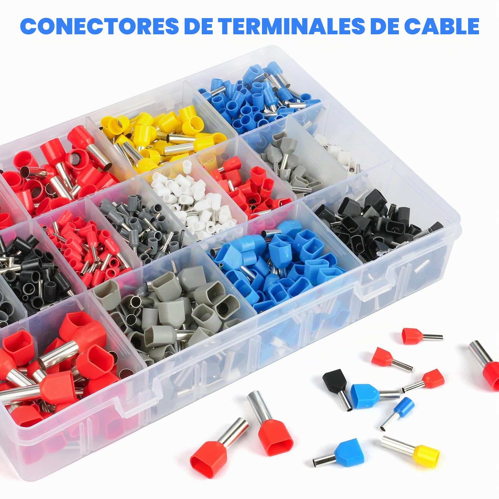 Terminales eléctricos, 1200 terminales eléctricos Preciva, 300 terminales de dos hilos más 900 terminales de hilo individual, adecuados para engarzado DIY e industrial