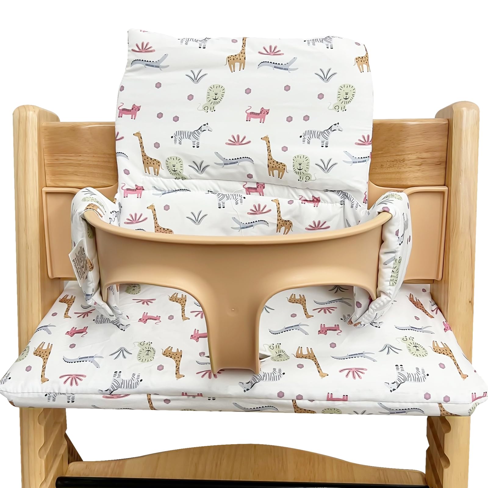 Sporgo Seat Cushion for Stokke Tripp Trapp: High Chair Seat Cushion, Double Padding, Waterproof, Removable, Organic Cotton, High Chair Accessories (Zoo)