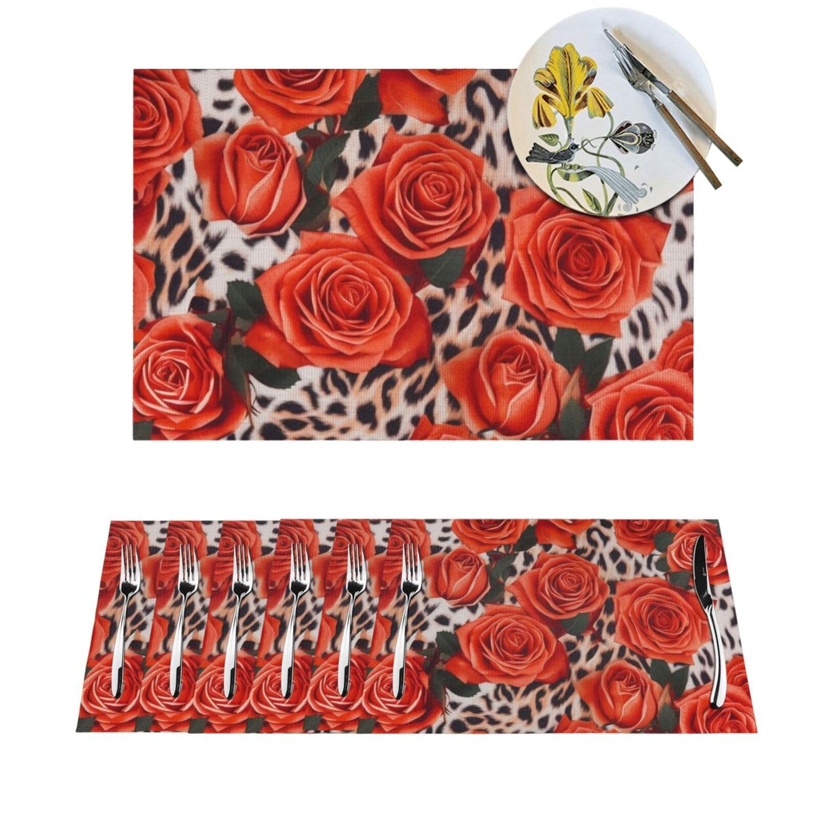 Set de table en PVC lot de 4 antidérapant imprimé animal 30x45 cm
