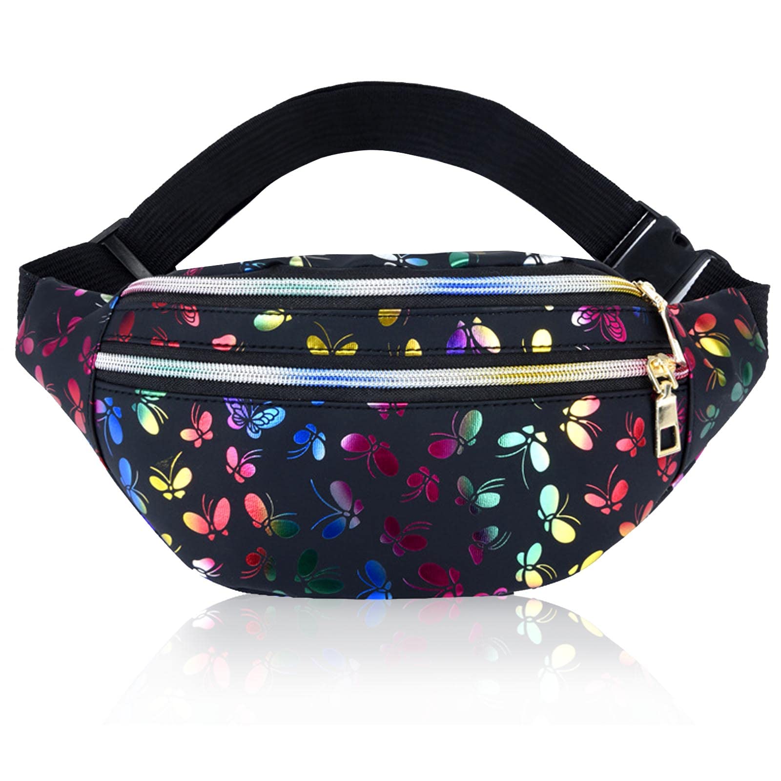 AYNKH Butterfly Waist Bag for Women, Fashion Waterproof Fanny Pack Colorful Shiny Belt Bag for Travel Party Sports Running Hiking Daily Use โ image 1
