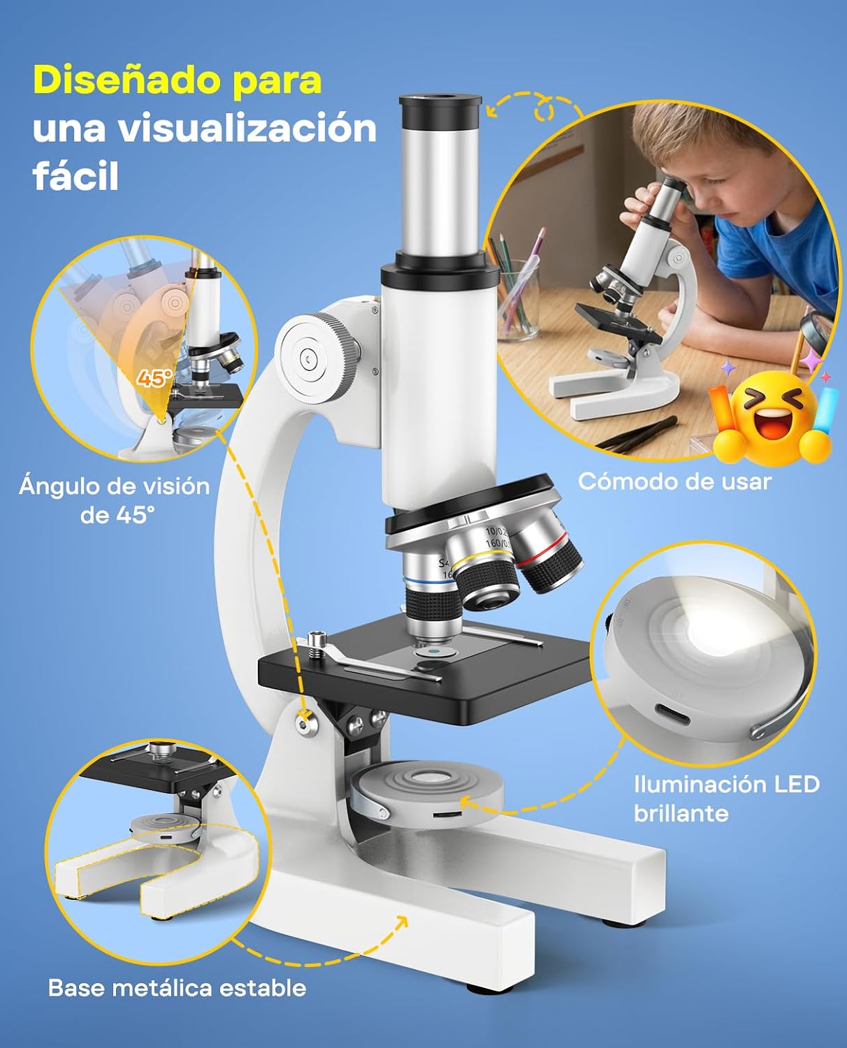 2000X Compound Microscope for Kids and Adults: Biological Microscope with Slides and Storage Case - School Lab Home Educational Science Kit for Students Beginner - STEM Birthday Gifts for Child Teens
