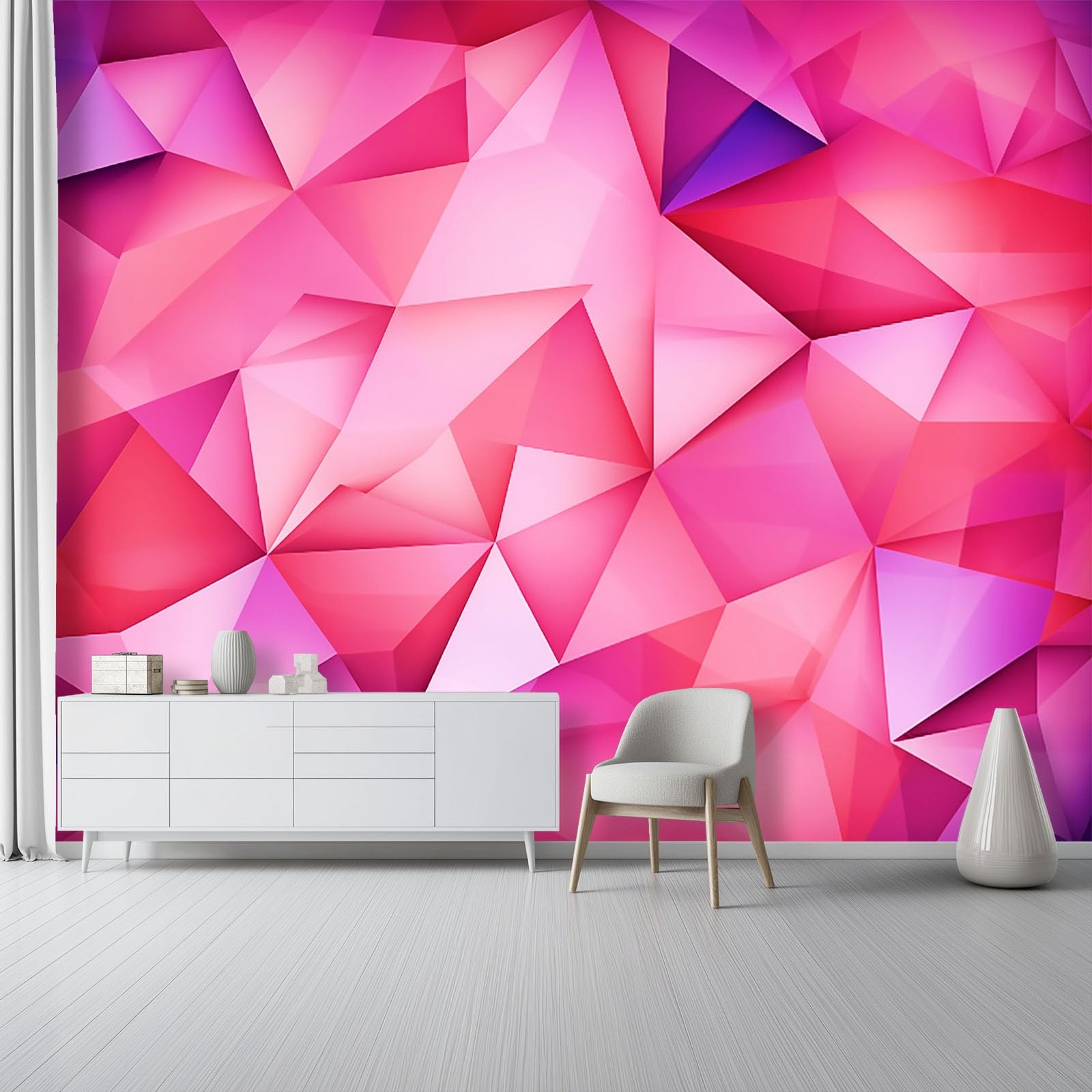 Generico Carta Da Parati Temi Semplice - 300 x 210 cm 3D Effetto Carta Da Parati Non Tessuto Decorazioni Per Soggiorno Camera Da Letto, Cristallo Geometria Triangolo Motivo Murales