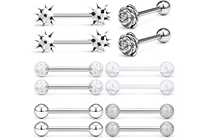 6 Pairs 14G Soft Silicone Clear Tongue Teaser Slave Ring Nippleings Nipple...