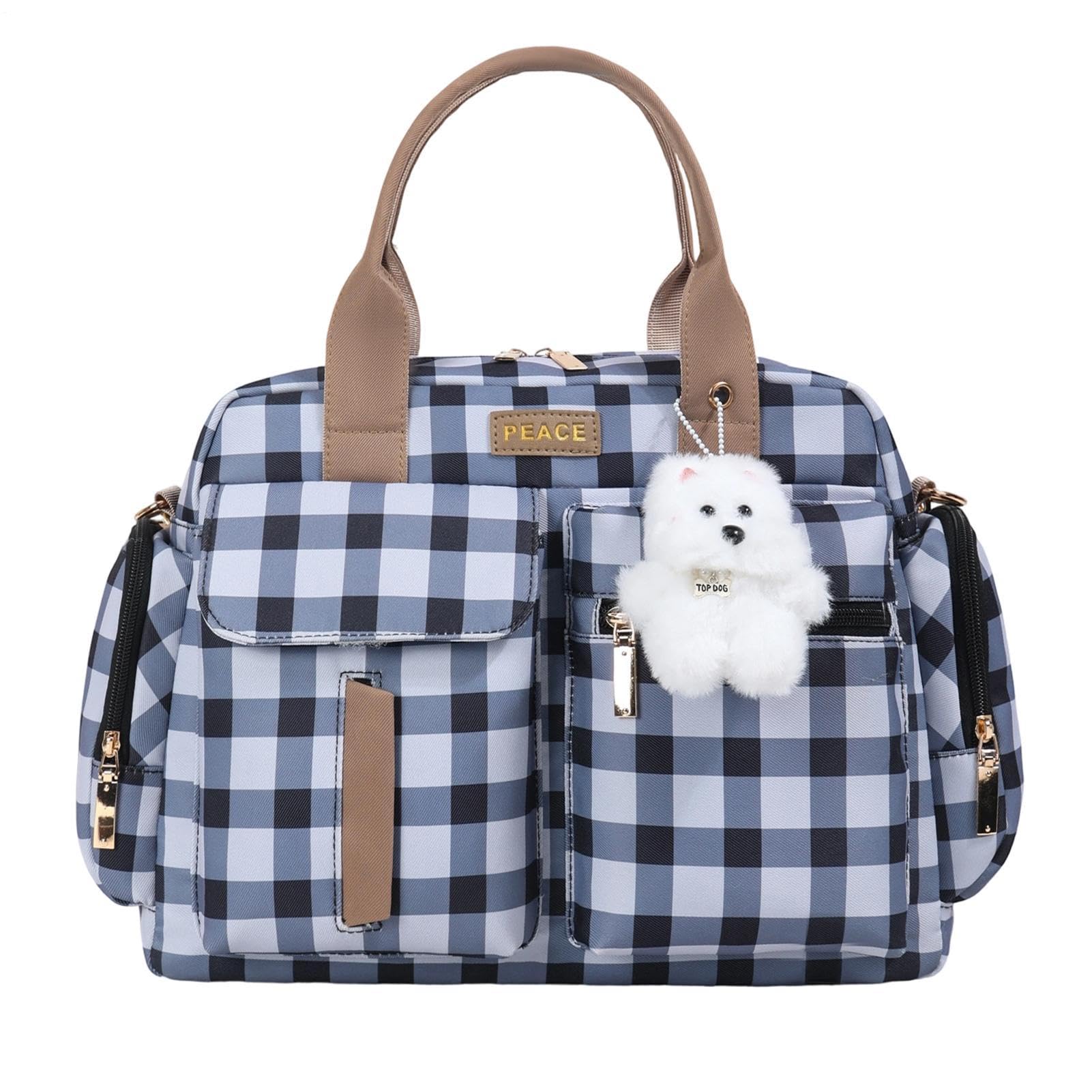 Torba Tote na Pieluchy Z Rączką Mała Stylowa Kraciasta Saszetka Ramienna