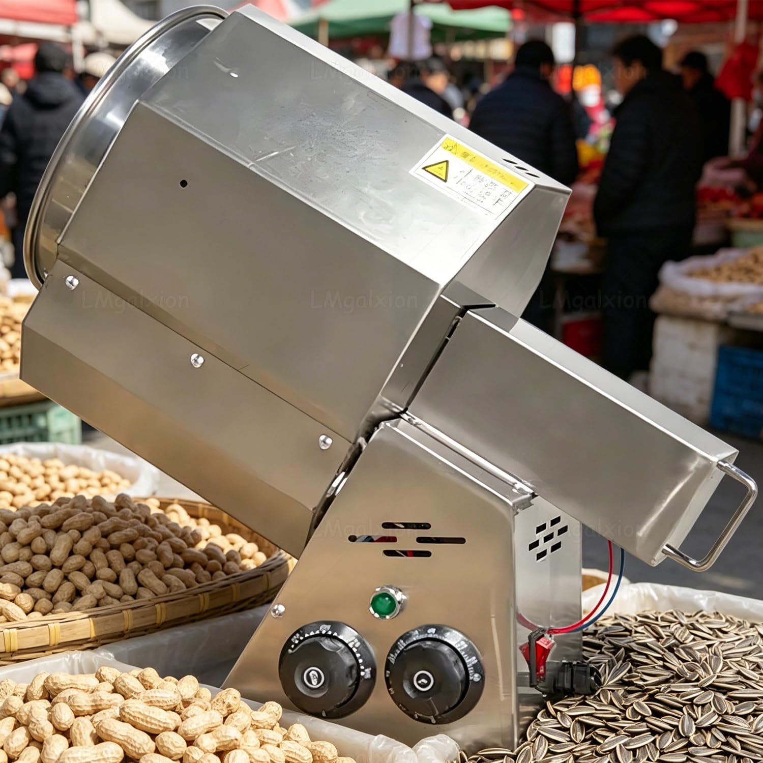 Torréfacteur électrique pour châtaignes 1500 W/2500 W avec tambour en spirale, rotation automatique et contrôle de la minuterie, acier inoxydable de qualité alimentaire pour grains de café et