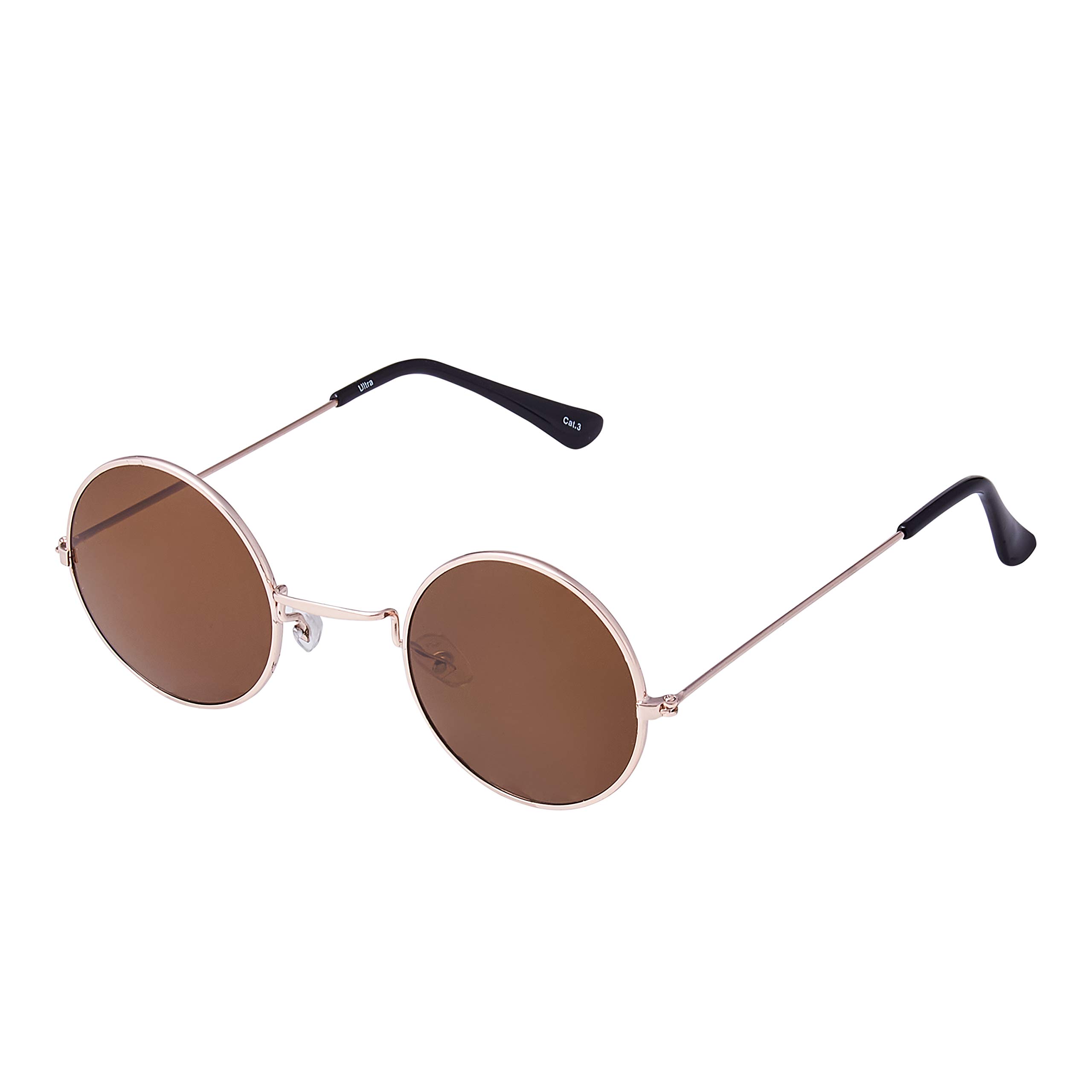 Ultra Adults Retro Round Classic Style Sunglasses For Mens & Women Uv400 - Brown