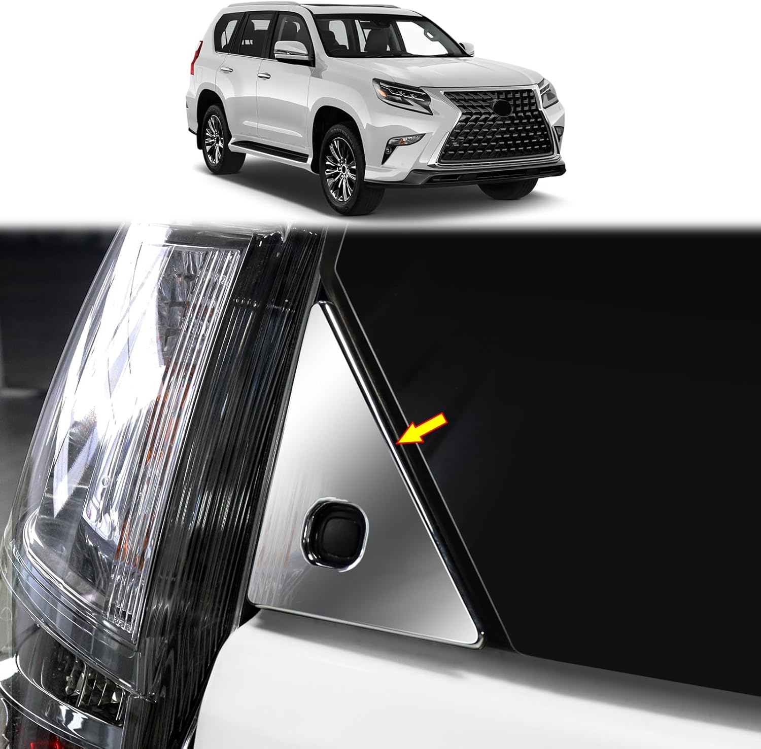Rear Window Triangle Sequins for 2010-2023 Lexus GX460 Stainless Steel Material Exterior Upgraded Lexus gx460 Accessories