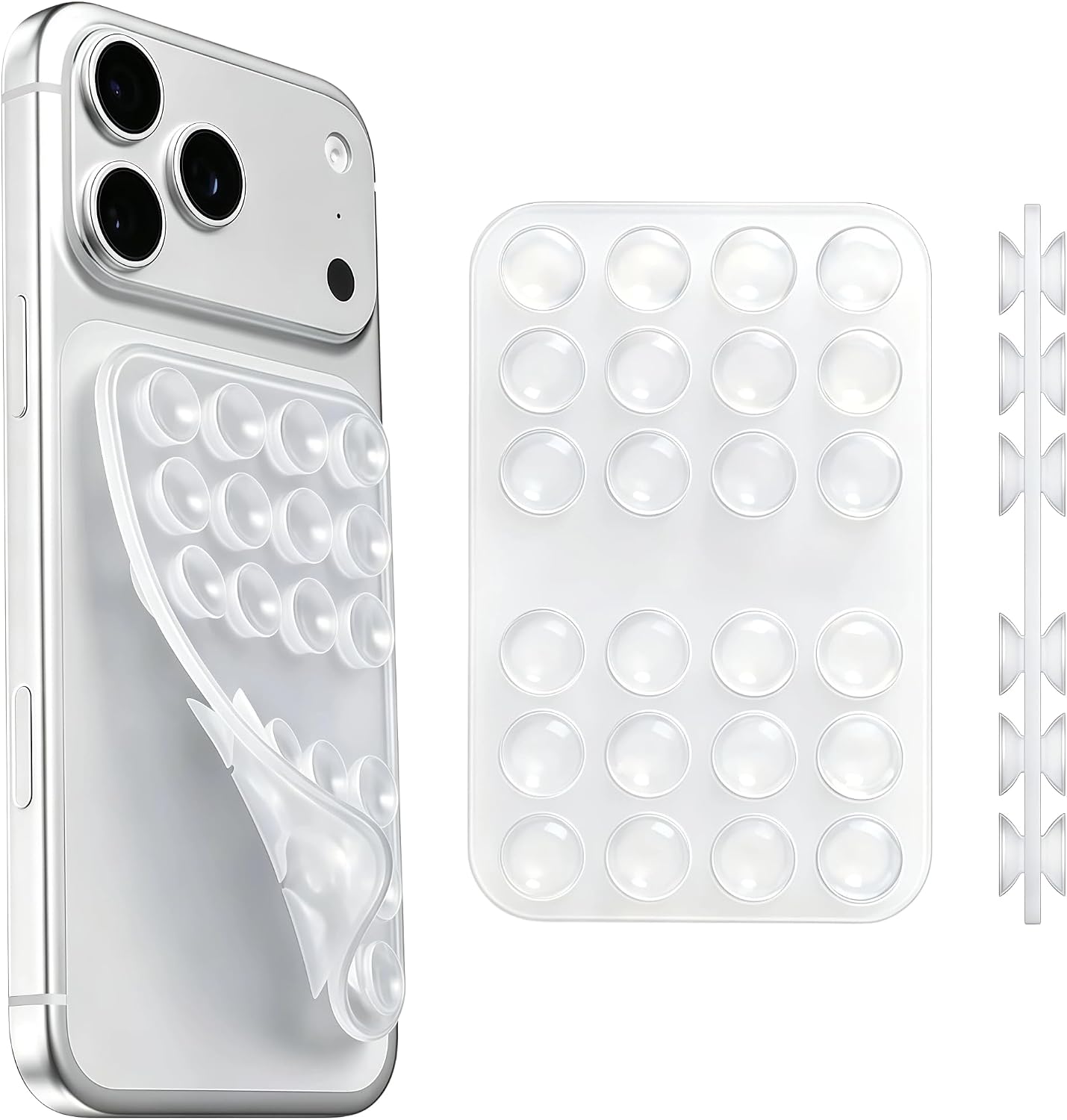 Upgraded Double Sided Silicone Suction Cup Phone Case Mount, Transparent