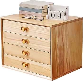 Amazon.co.jp: 木製 ウッド 収納ケース 卓上引き出し 木製引き出し
