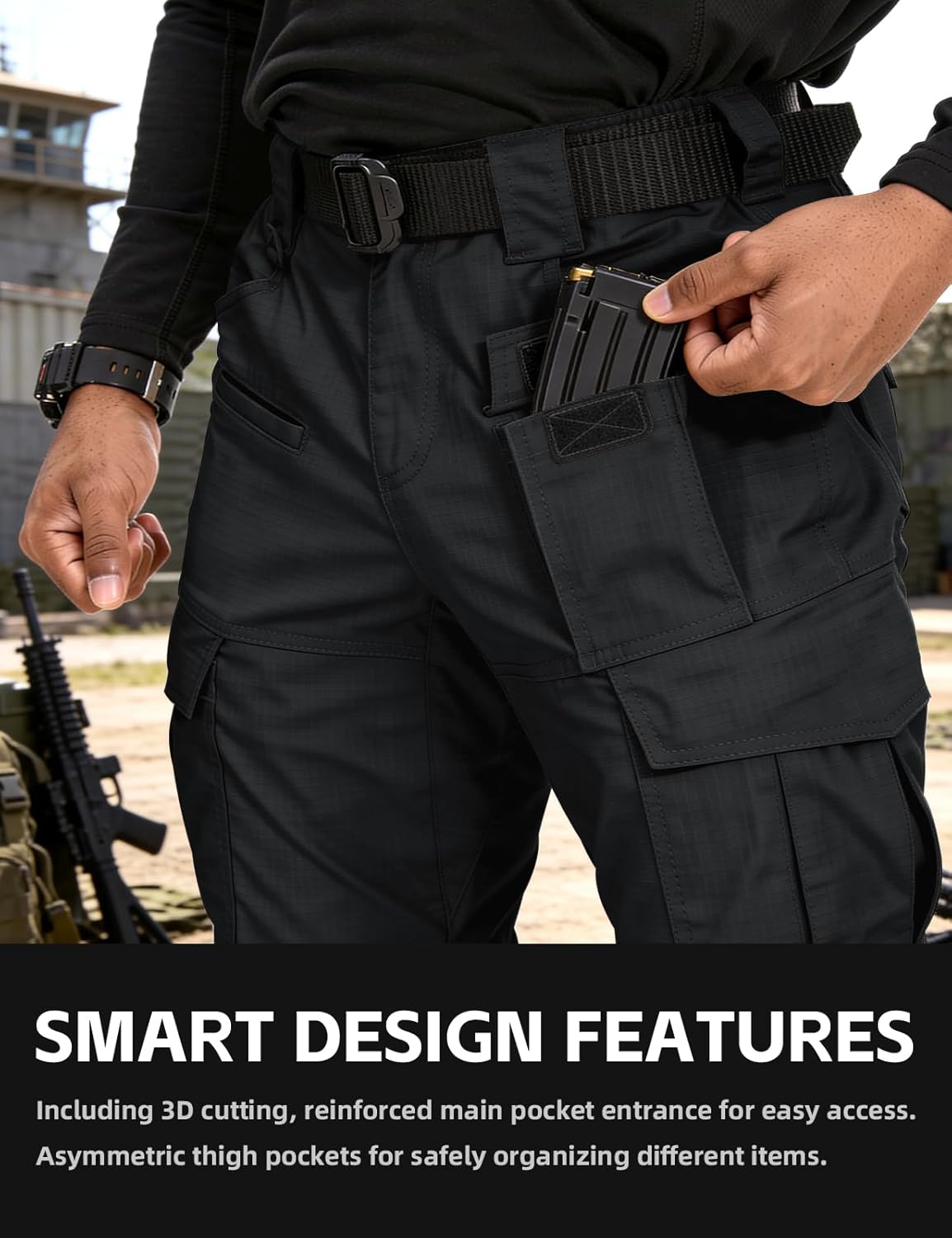 IDOGEAR Flex Tactical Pants Men's Ripstop Trousers Water-Resistant Lightweight Cargo Hiking Work Pants for Urban & Outdoor