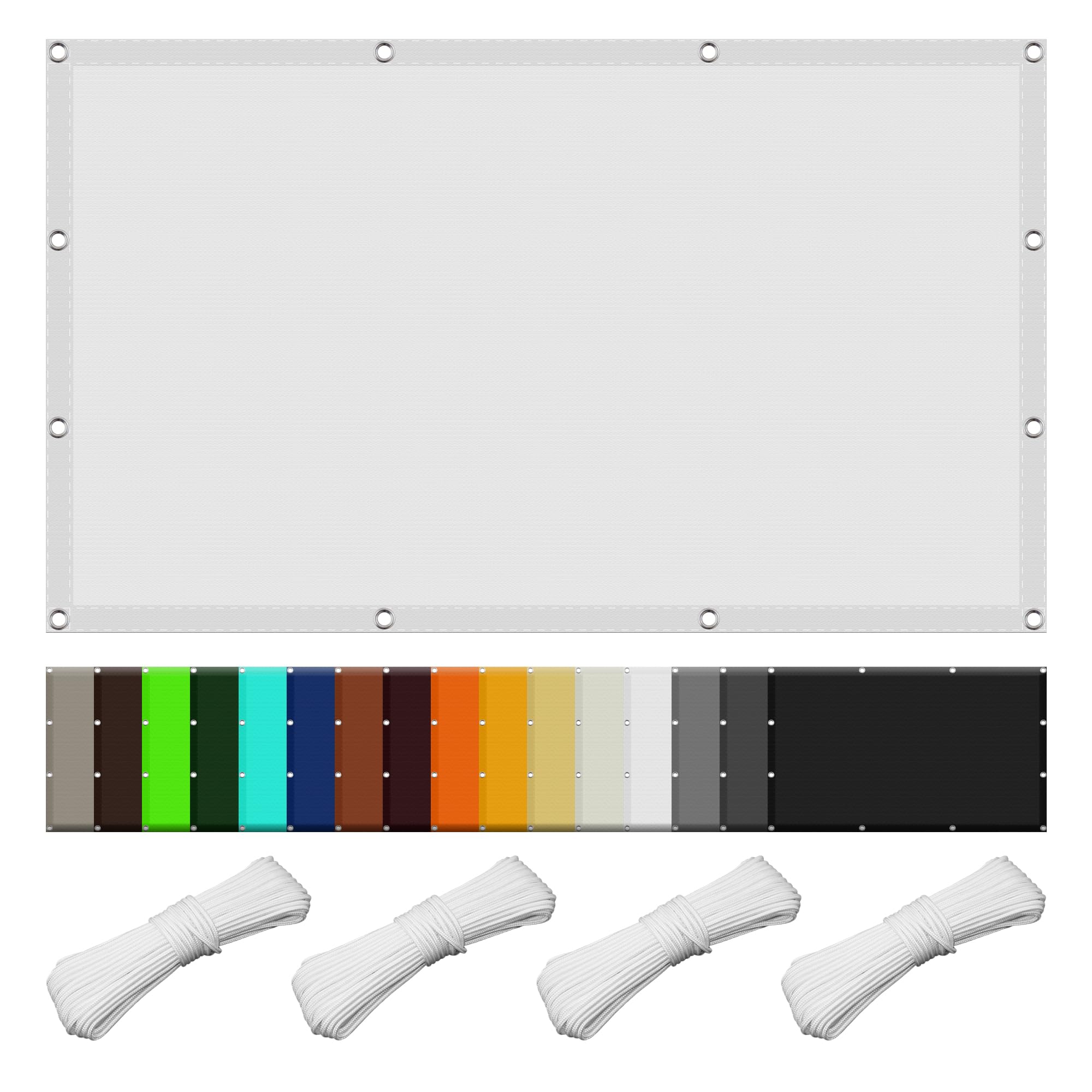 Voile d'ombrage rectangulaire blanc, pare-soleil extérieur avec oeillets