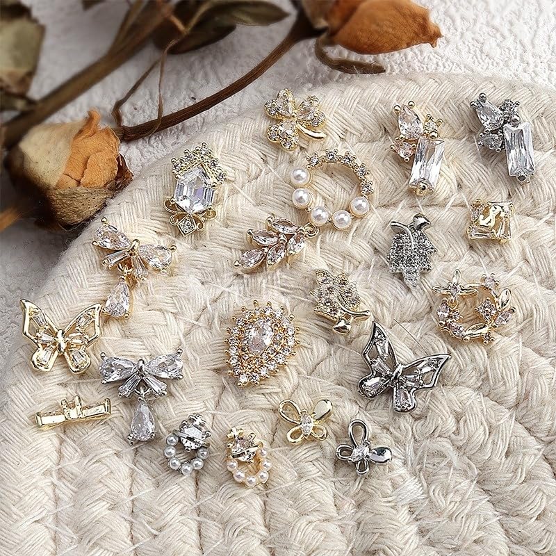 Gold 5 * 5.5mm Luxury Zircon Nail Accessories, Sparkling Crystal Nail Art Decor for Elegant Manicure image 2