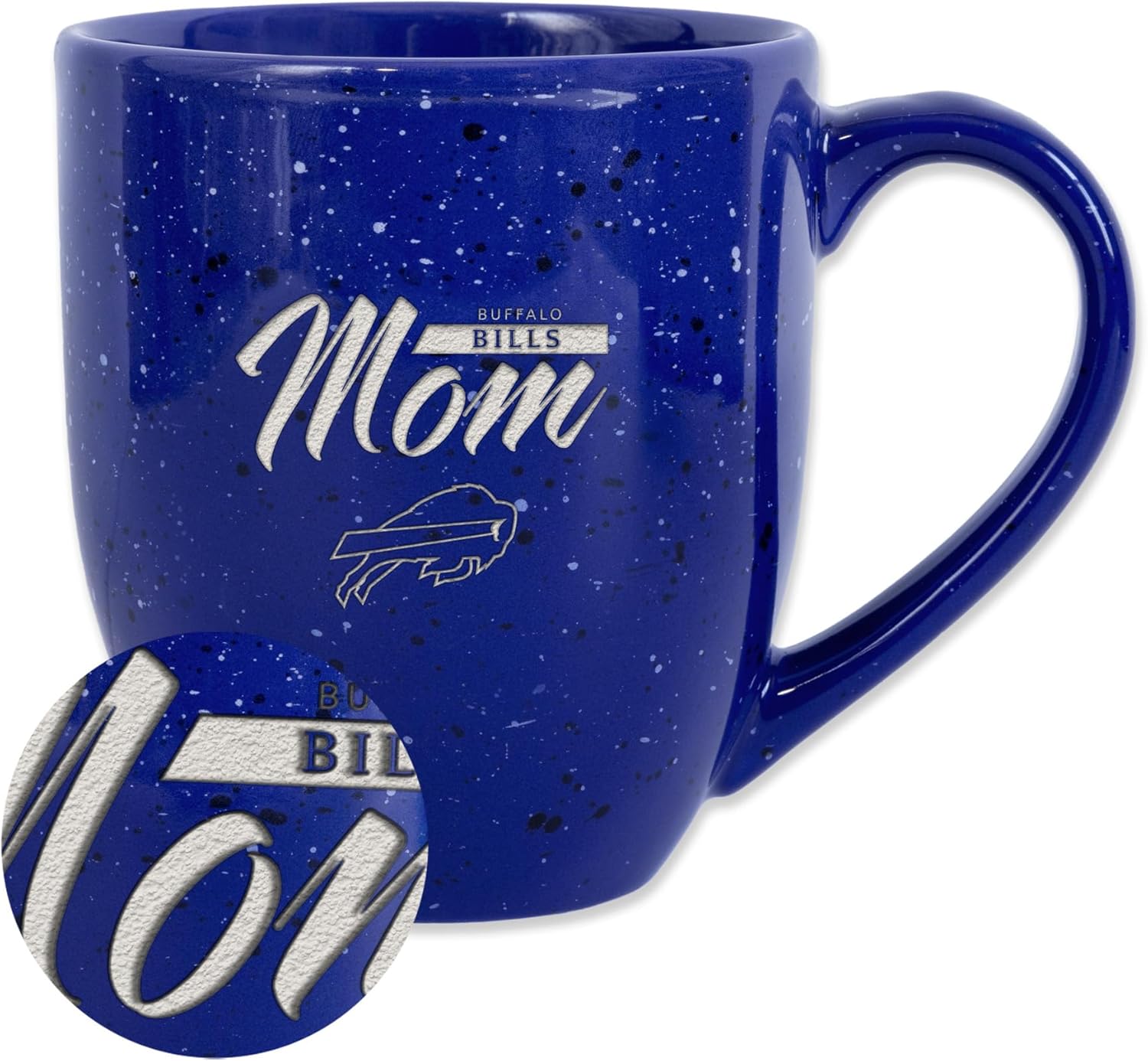 Rico Industries NFL Football Mom Red 16 oz Team Color Laser Engraved Speckled Ceramic Coffee Mug