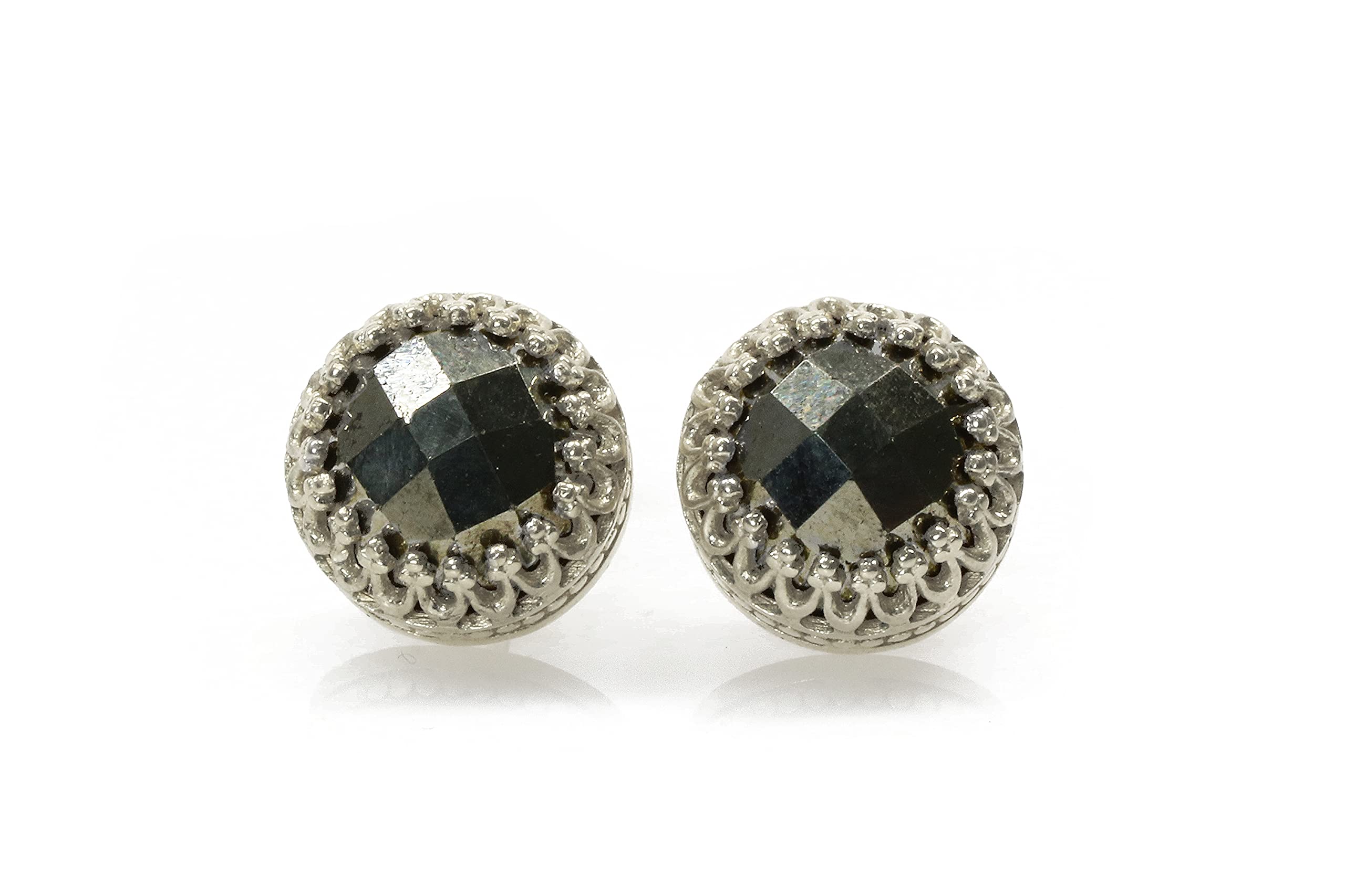 Gemma Orecchini per Donne - Pyrite Oro Orecchini a Perno - Regali Damigella di Onore, Prom Gioielli, Orecchini per Tutti i Giorni - Confezione Regalo Inclusa