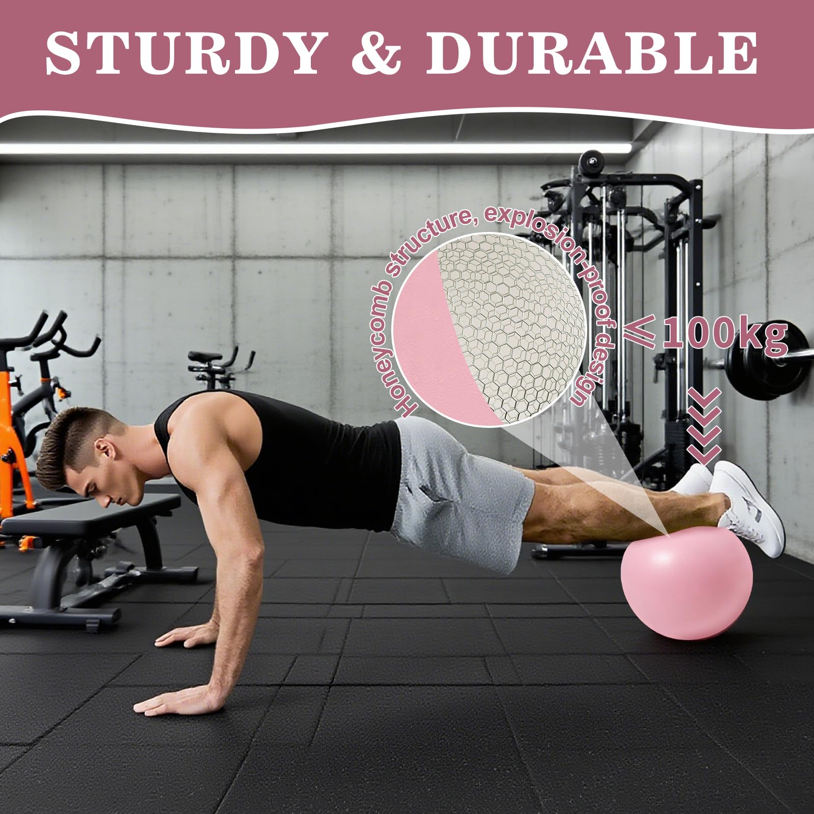 Vortix 3/6 palline da pilates, 25 cm, anti-esplosione e antiscivolo, piccola palla da ginnastica con tubo gonfiabile, palla da pilates per muscoli del pavimento pelvico, per yoga e fitness