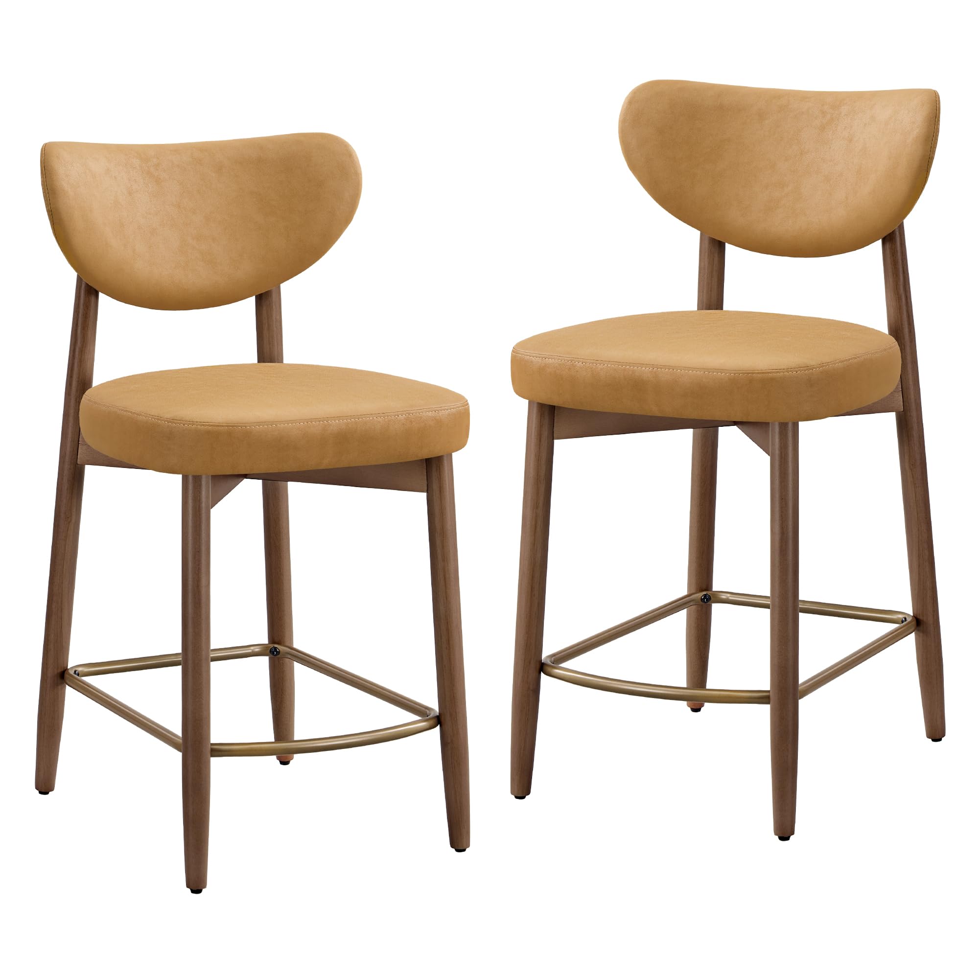 VASAGLE Tabourets de Bar, Bois Massif, avec Dossier, Lot de 2