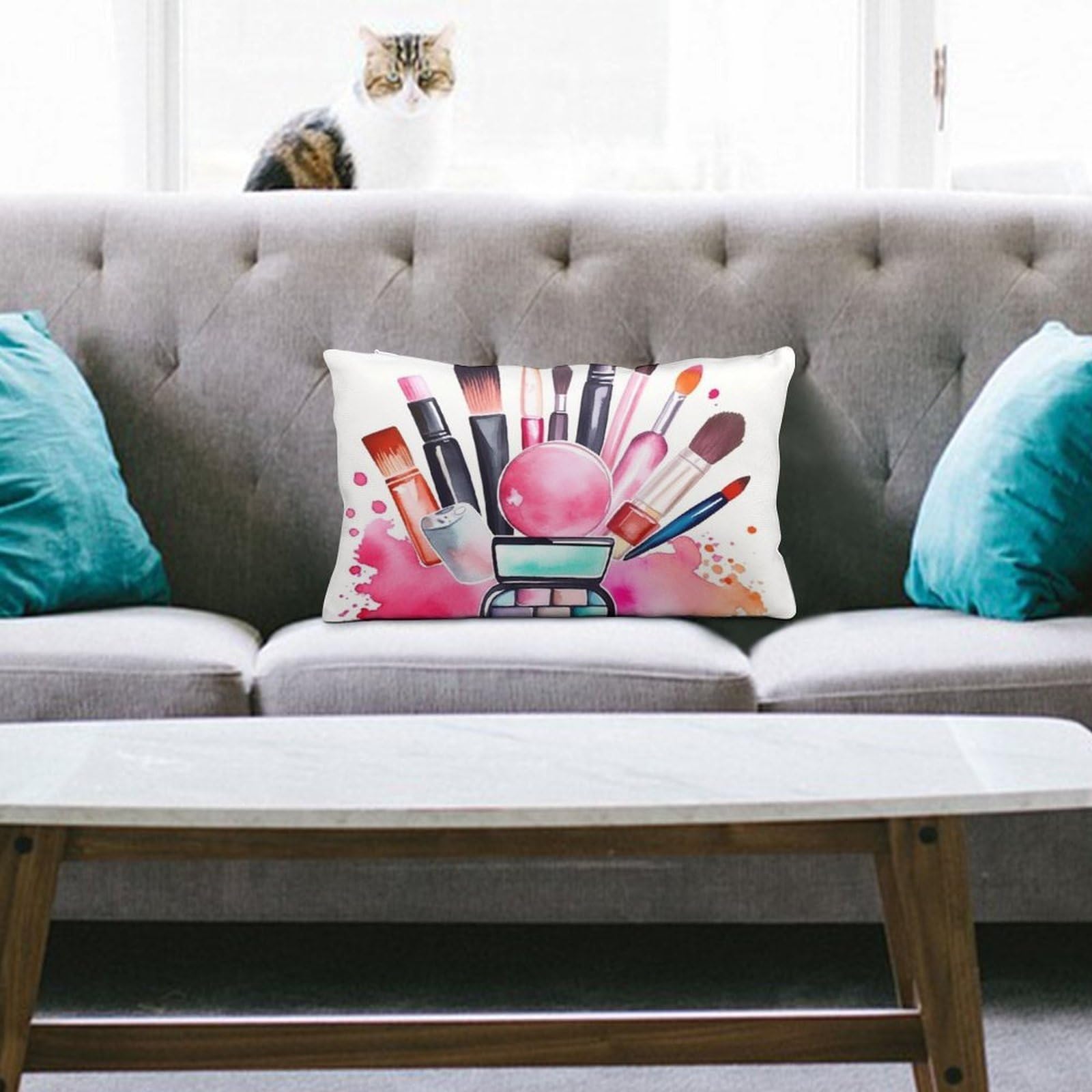 NTVOWPZO Decoration Throw Pillow Covers 8"x12" Pillowcases Covers Watercolor Cosmetic Soft Pillowcases Modern Farmhouse Home Decor Sofa Cushions Covers for Couch Bed Living Room