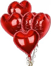 Pack of 5 Red Heart Balloons, 18 Inches Heart Shape Foil Balloons, Heart Balloons Helium for Valentines Engagement Bridal Shower Graduation Baby Shower Wedding Anniversary Birthday Party Decorations