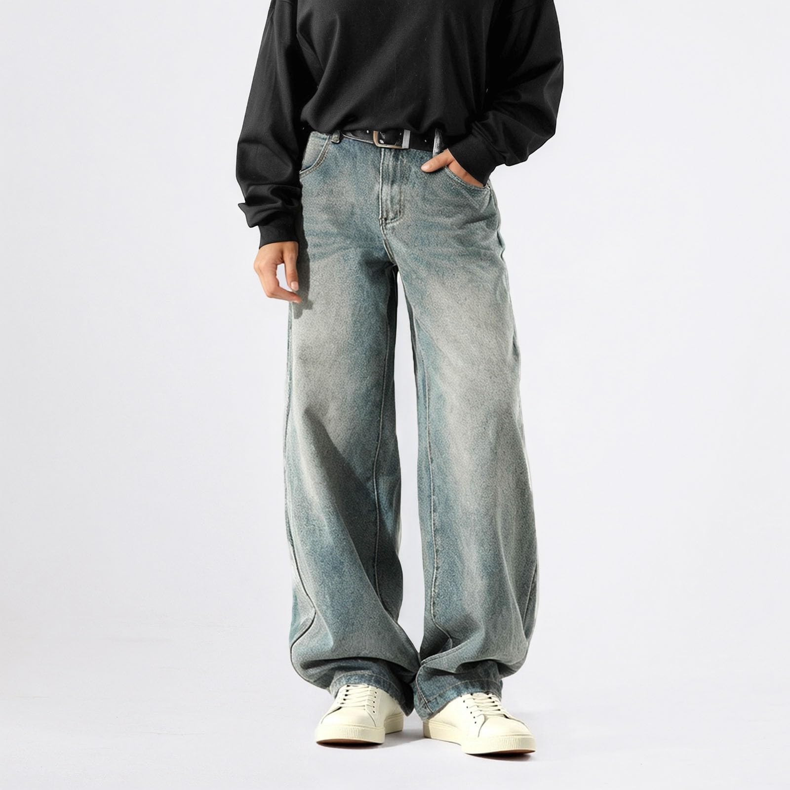 Pantalon Vaquero Mujer Vaqueros Elasticos Pantalones Baggy Tejanos Ligero Tallas Grandes Anchos Pantalón Rectos Ropa Casual Invierno Primavera Jeans