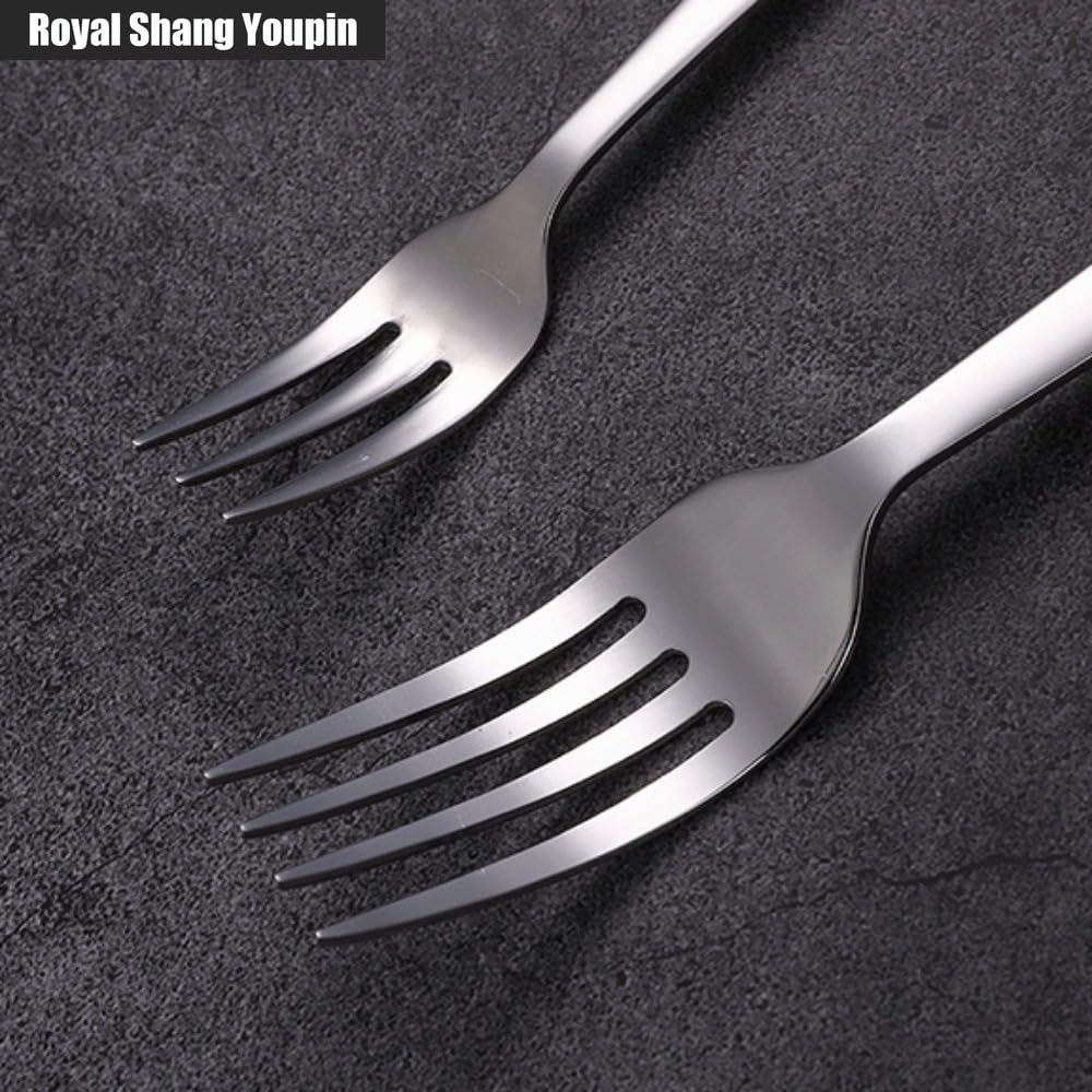 Chiave Unica Maniglia Cucina Acciaio Inossidabile Posate Stoviglie Posate Set Coltello Da Bistecca Forchetta Cucchiaio Cucchiaino (B,24 pezzi)