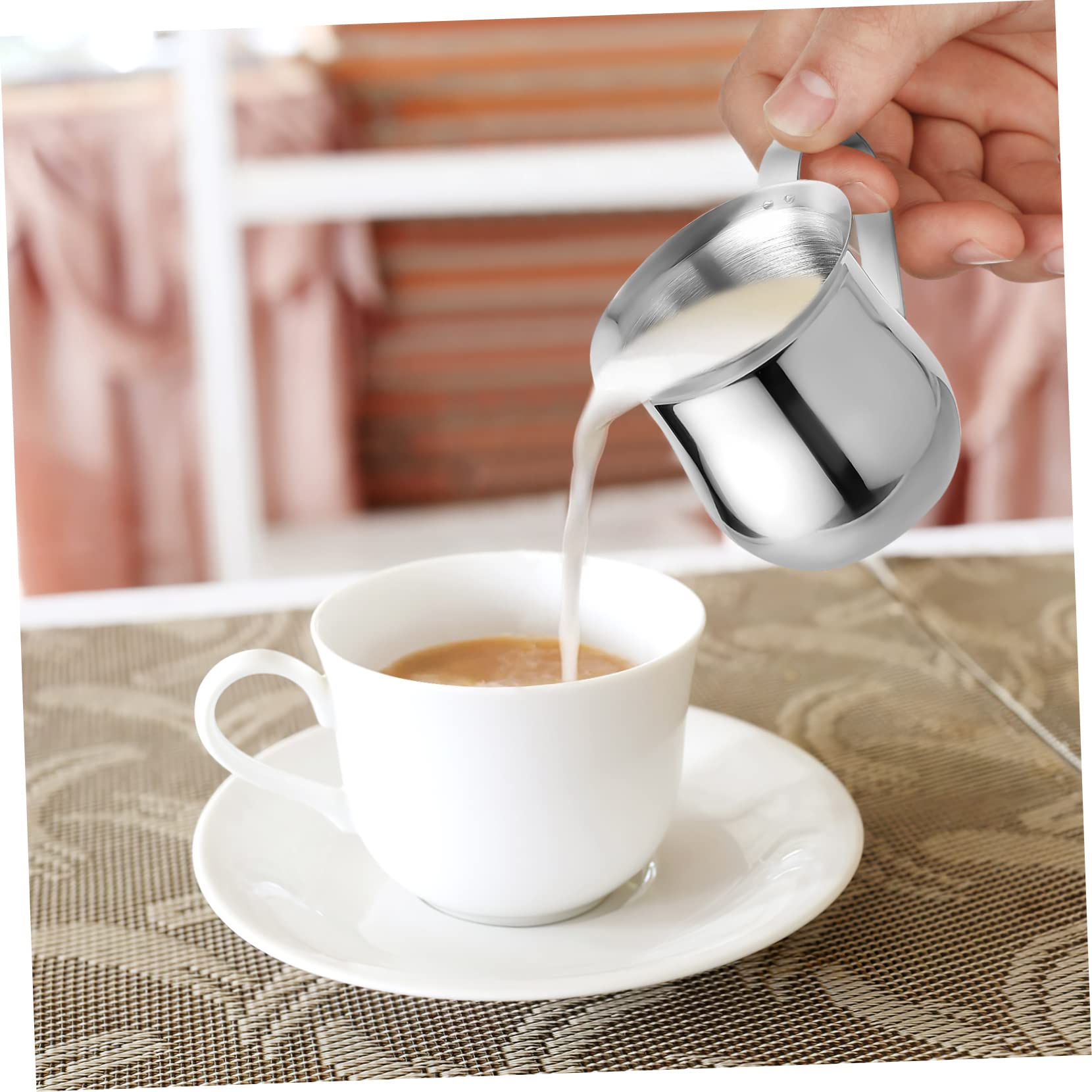9piezas Jarras De Leche De Acero Inoxidable De Tazas Pequeñas Para Espumar Leche y Preparar Café Espresso