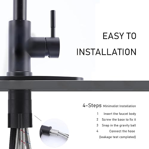 Miniatura 9 de Grifos de cocina con rociador extraíble, níquel cepillado de arco alto para lavadero de caravana, grifo de fregadero comercial, 1 o 3 agujeros,