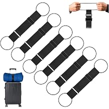 6PCS Multi Use Strong Adjustable Luggage Connector Straps, Add a Bag Easy to Travel Suitcase Elastic Strap Belt for Secure Stacking, Hands-Free Travel & Bag Attachment Black
