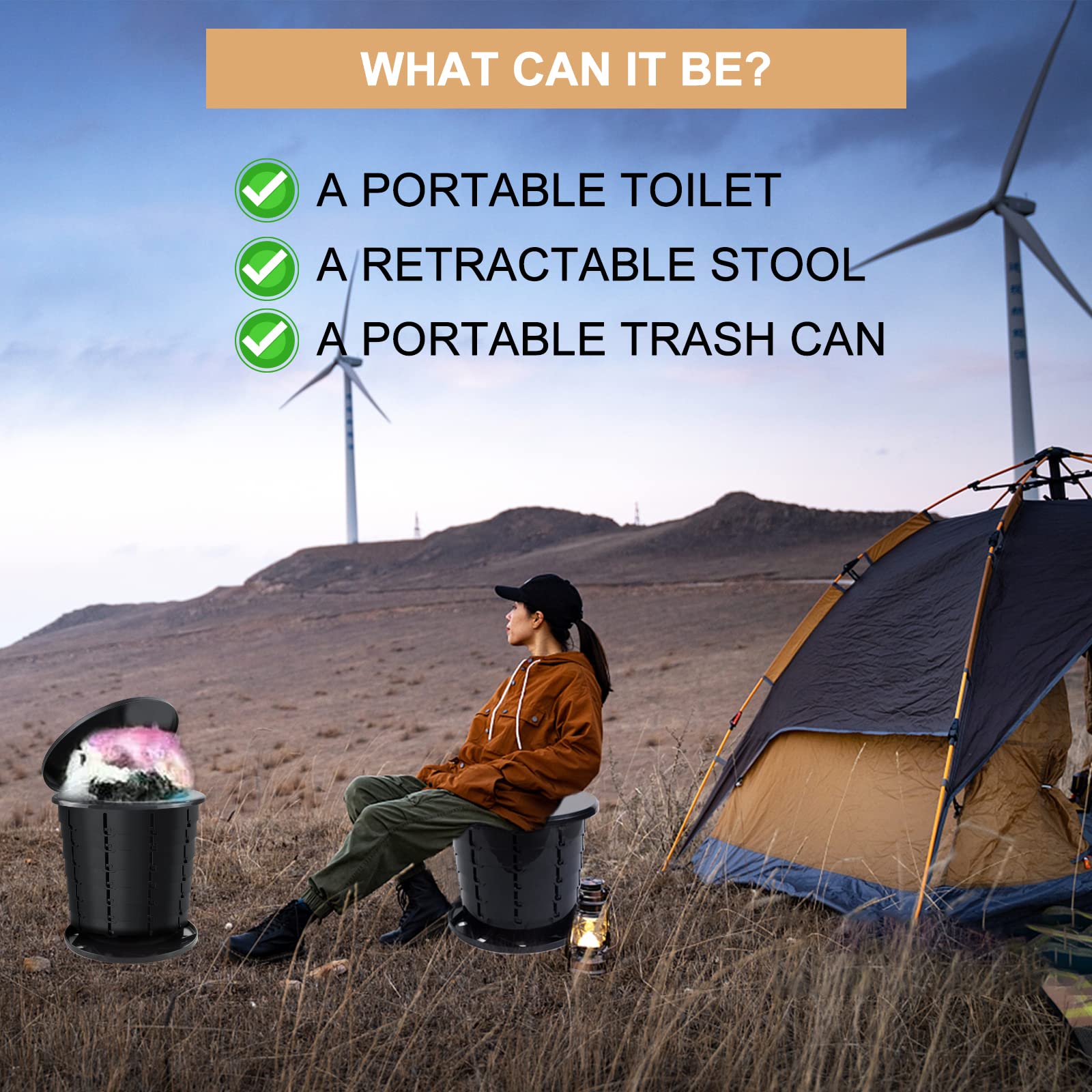 Inodoro plegable portátil de viaje para camping, orinal portátil