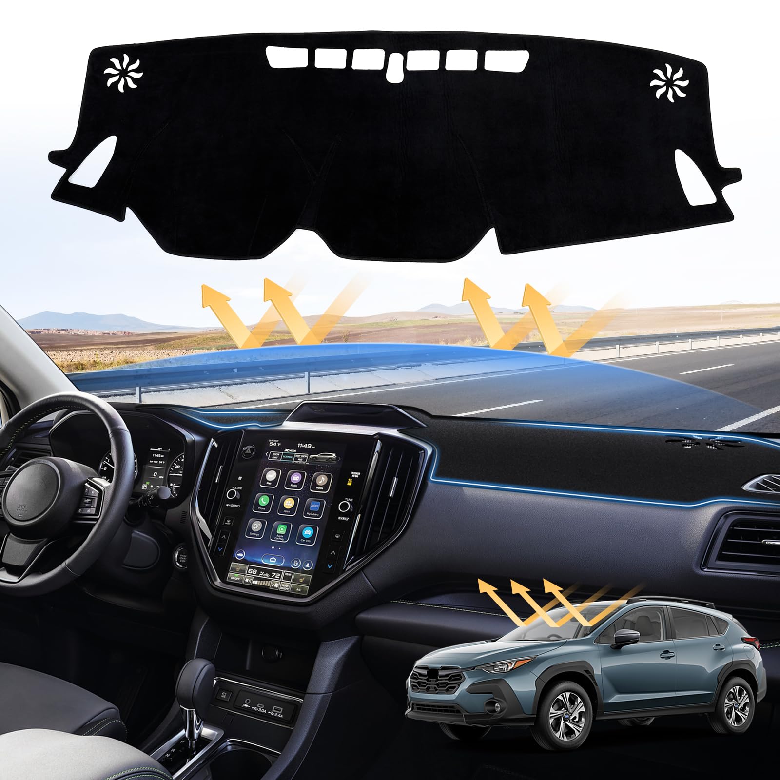 Sunsdrew Dash Cover for 2024 2025 2026 Subaru crosstrek Dashboard Cover Mat for crosstrek Accessories Sunshade Nonslip Mesh Protector No Glare