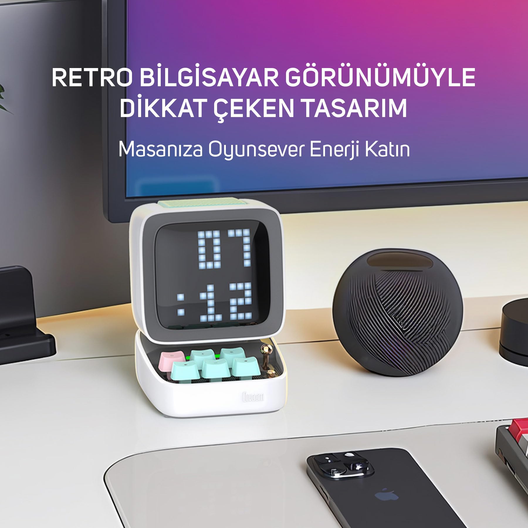Divoom Ditoo Pro Beyaz Bluetooth Hoparlör ve Pixoo Max Led Ekran Seti