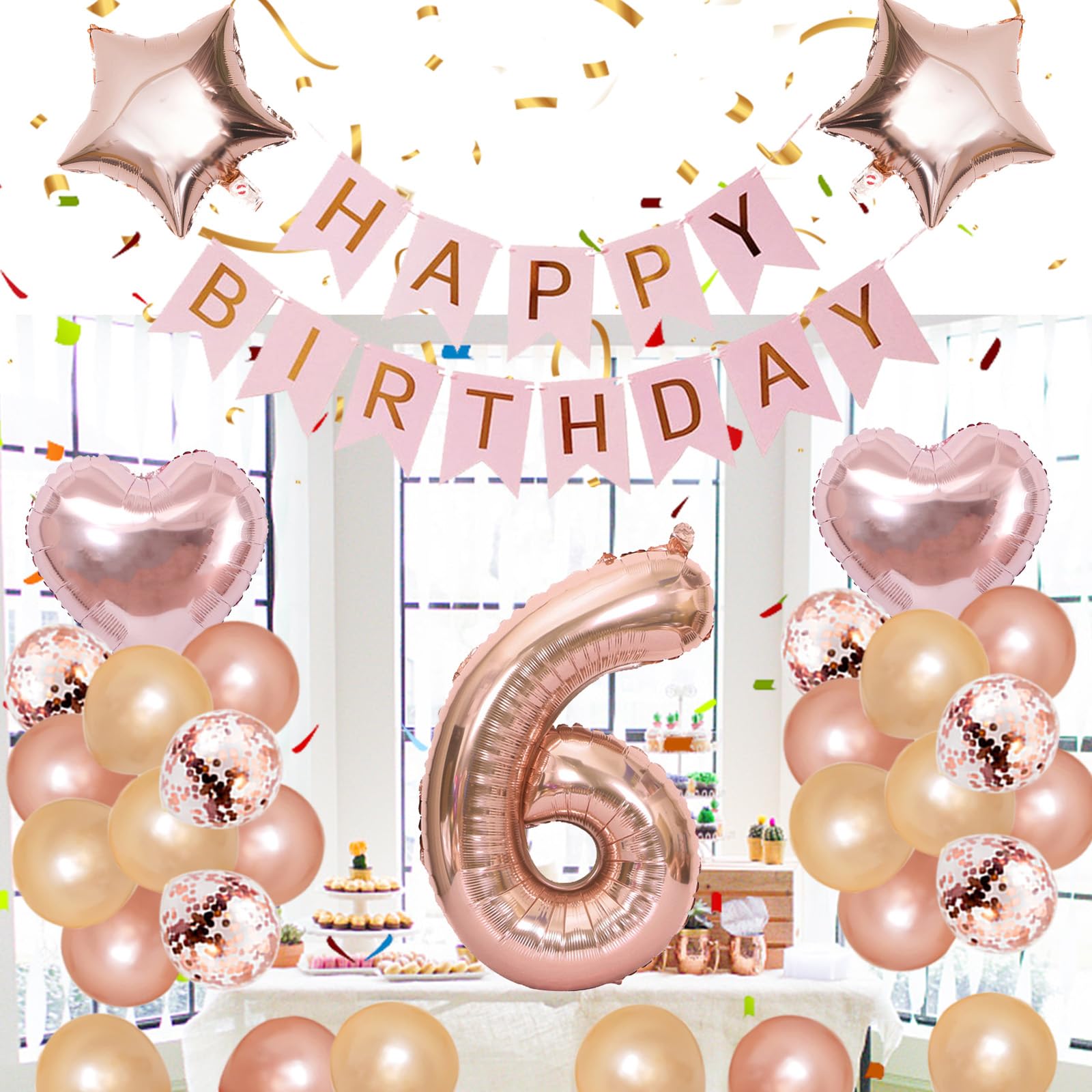 Amazon | 6歳 誕生日 バルーン 風船 飾り付け セット 数字バルーン 6