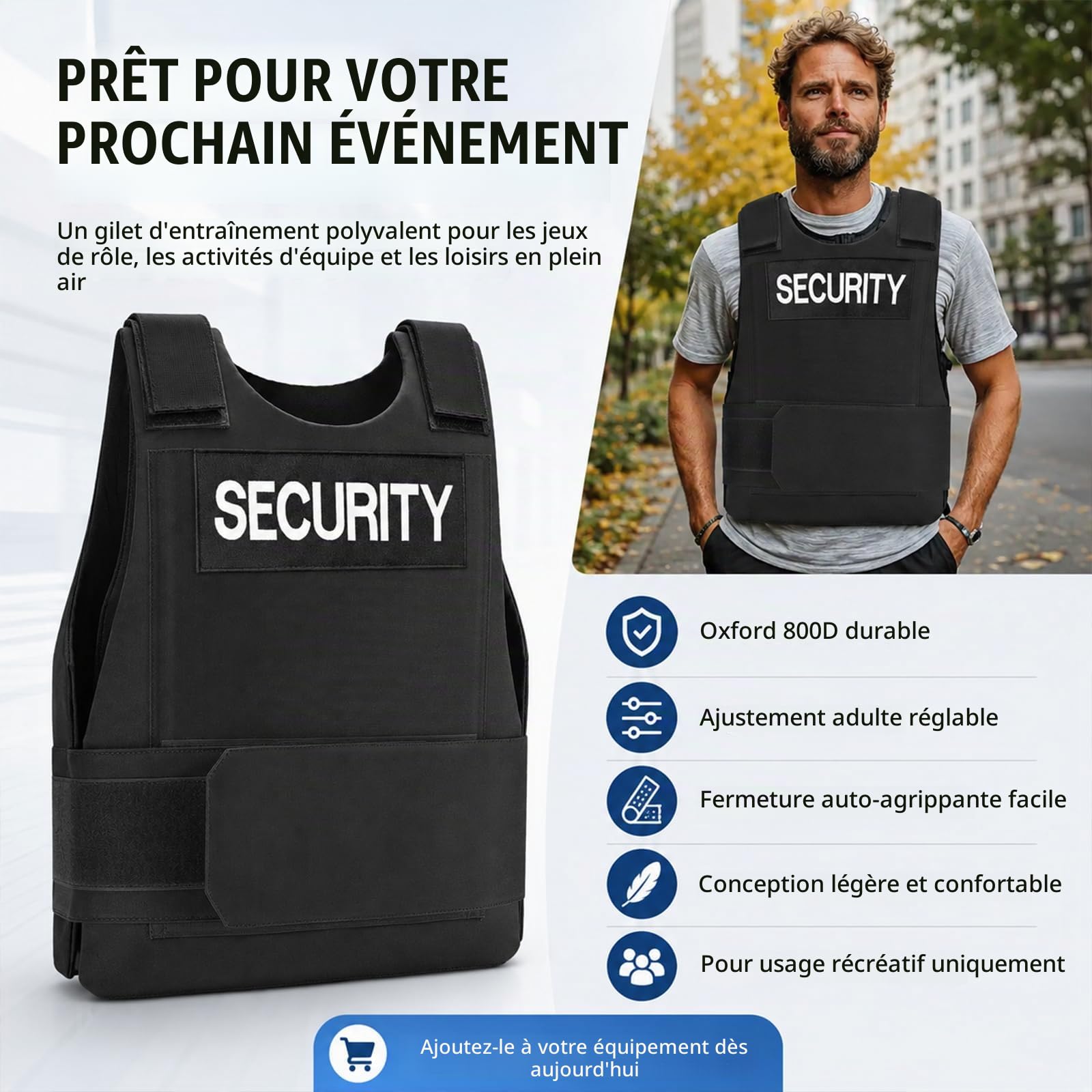 Taeku Gilet d’Entraînement Extérieur, Gilet de Sécurité Léger et Réglable pour Airsoft, Paintball, Cosplay et Jeux d’Équipe