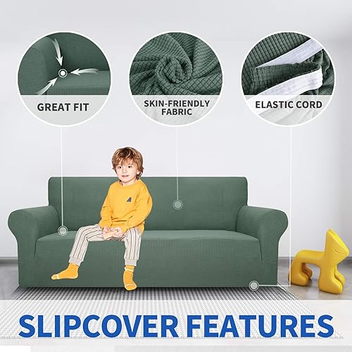 Miniatura 134 de MAXIJIN Funda súper elástica para sofá de 3 cojines, funda universal de 1 pieza para sofá de sala de estar, protector de muebles de elastano, apto