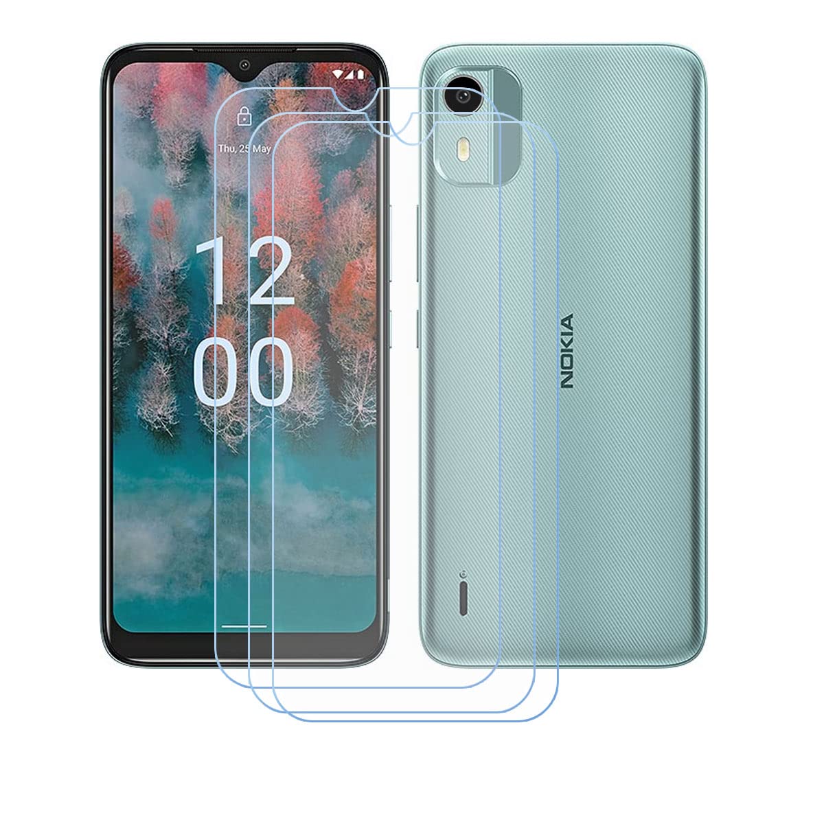 3 Pezzi Pellicola Vetro Temperato per Nokia C12, Pellicola Protettiva AntiGraffio Senza Bolle Pellicole Protettive Protezione per Schermo per Nokia C12 (6,3
