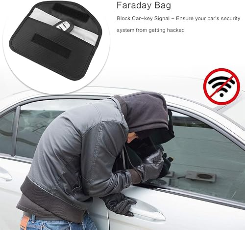 Miniatura 8 de ONEVER - Bolsa de bloqueo de señal, bolsa de protección con GPS RFID Faraday, funda de protección para teléfono celular y llavero de automóvil