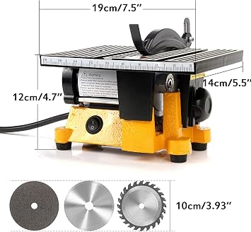 4 60W MINI ELECTRIC TABLE SAW BENCH TOP GREAT ELECTRIC HOBBY CRAFT TABLE SAW DIY Power Tool Work Bench Stand Circular 2 PIECES Blades