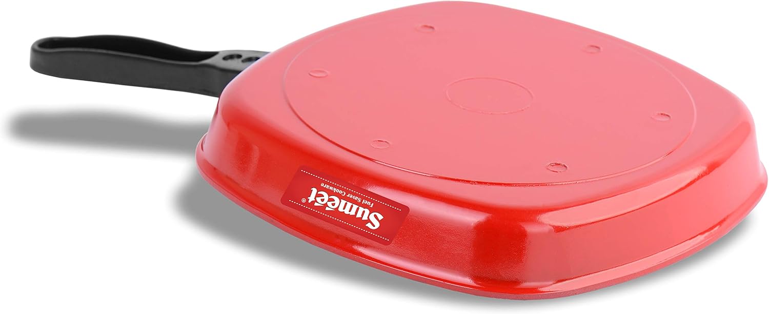 Sumeet Aluminium Non Stick Grill Pan, 1.1 L, 1 Piece (Red)